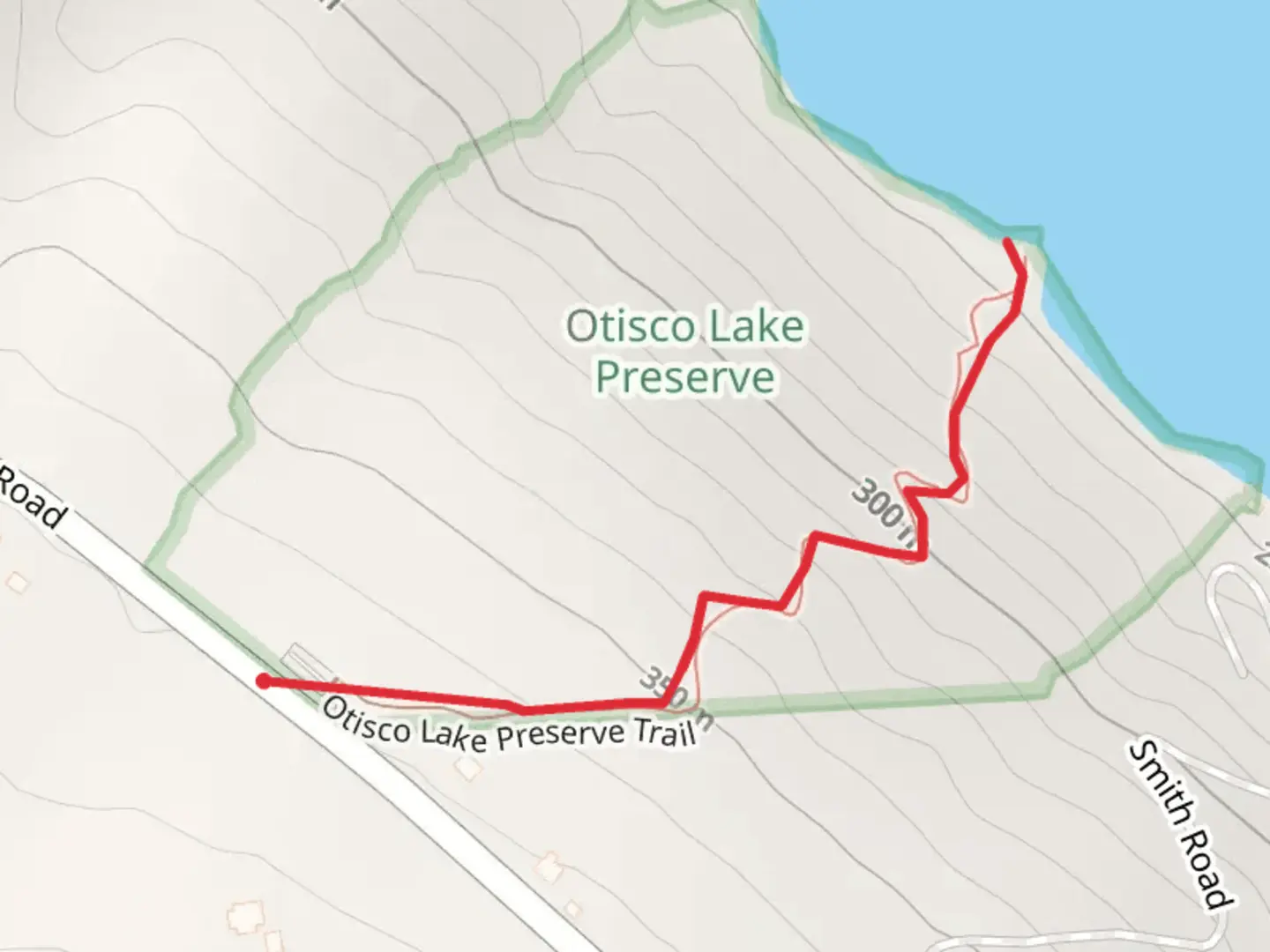 An image depicting the trail Otisco Lake via Willowdale Road and its surrounding area.