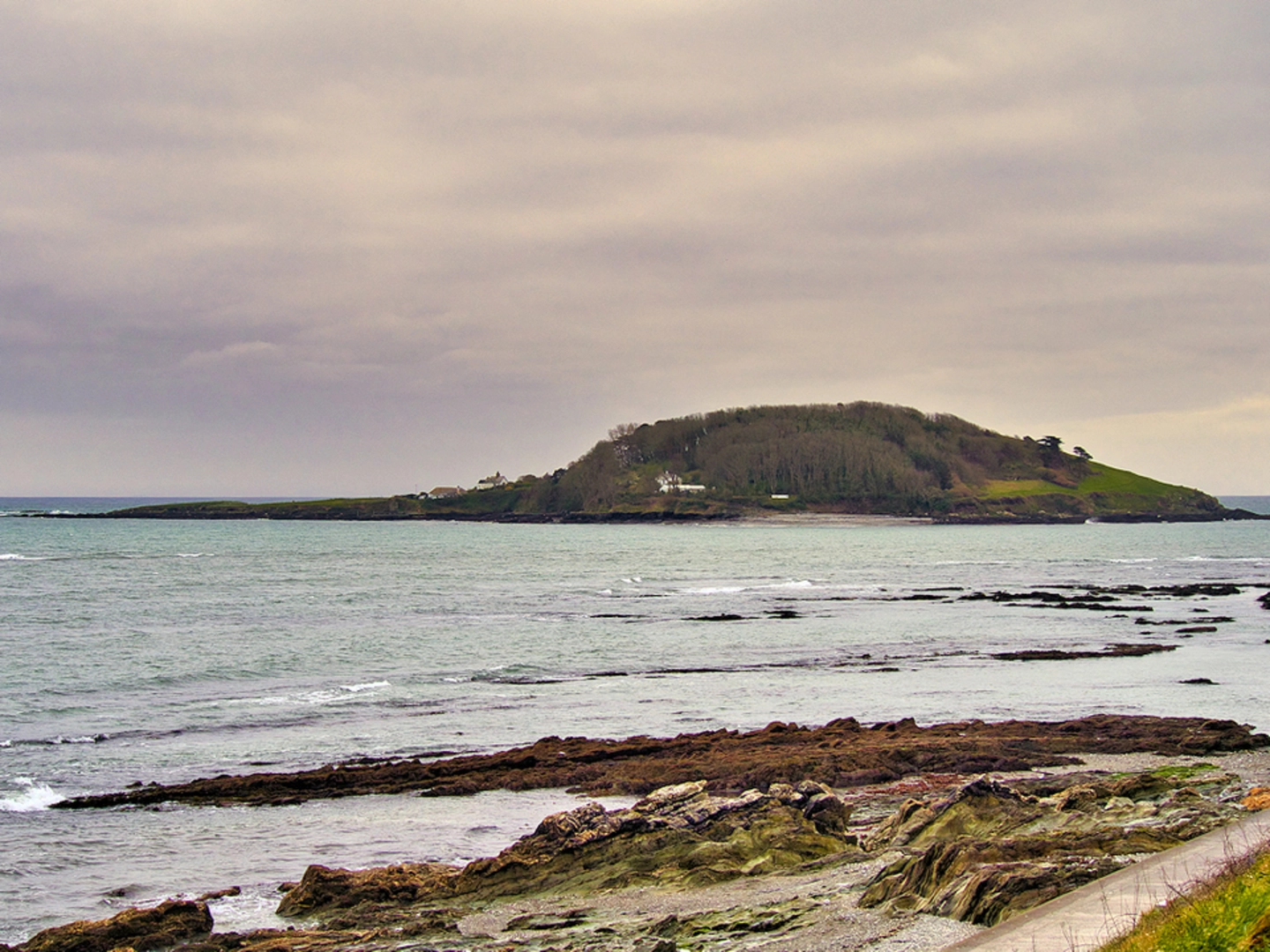 An image depicting the trail Looe Island Loop and its surrounding area.