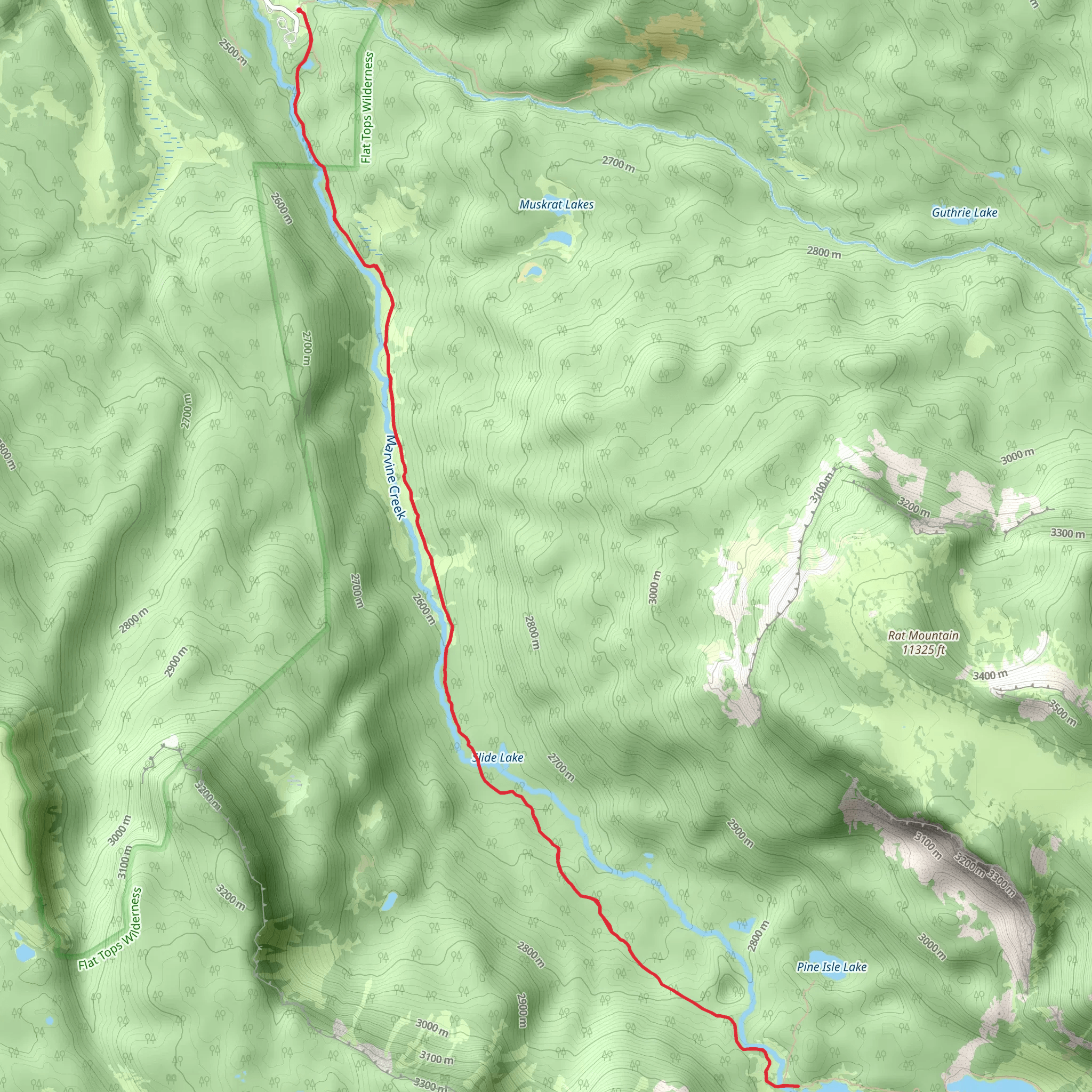 Marvine Lakes via Marvine Trail mobile static map