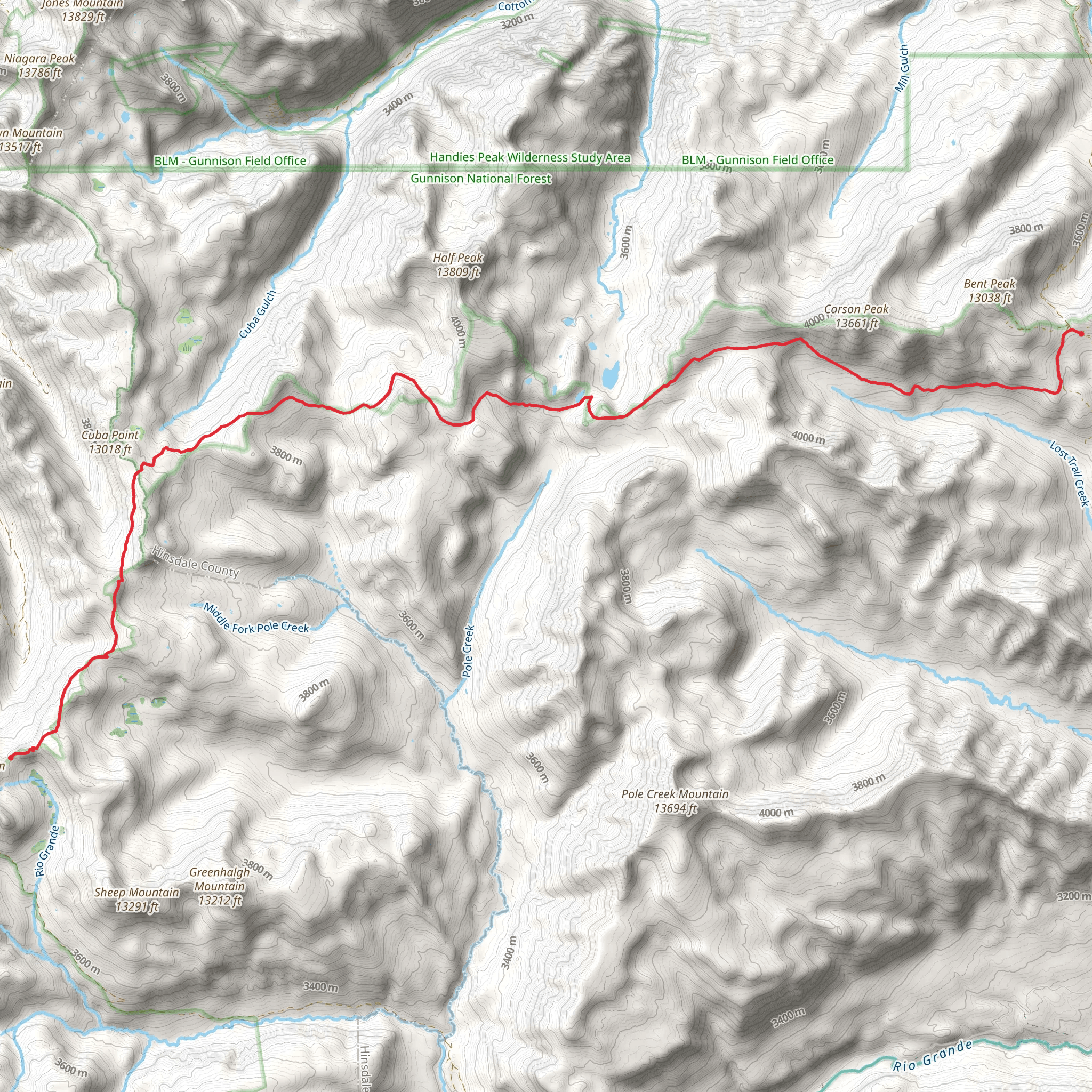CDT in Rio Grande National Forest mobile static map