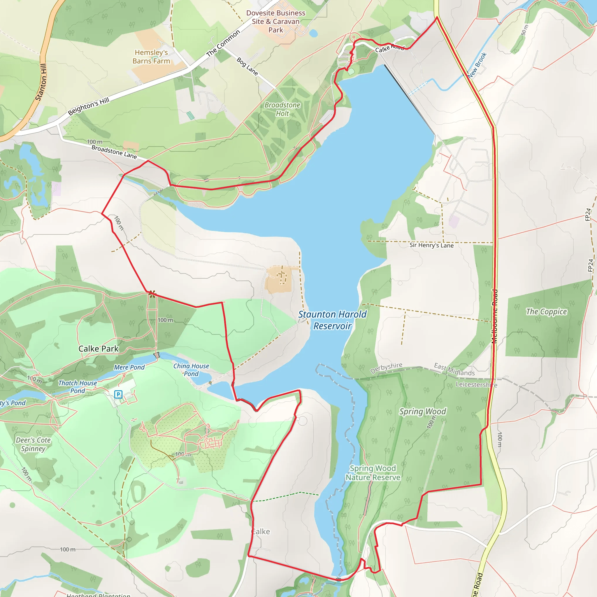 Staunton Harold Reservoir Loop mobile static map