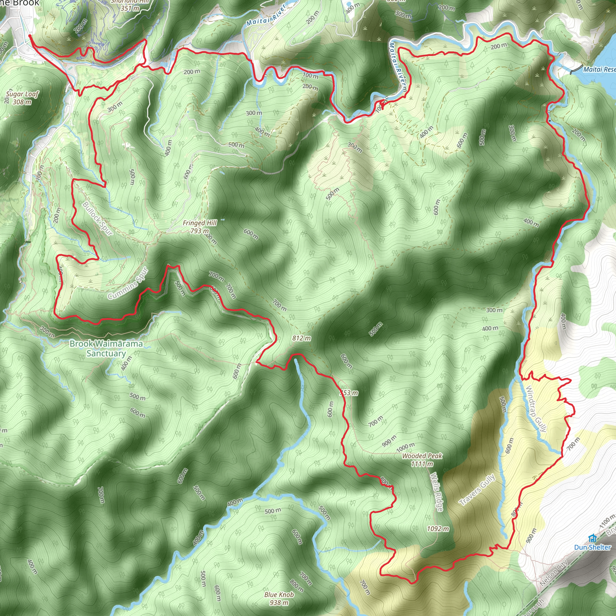 Dun Mountain Trail mobile static map