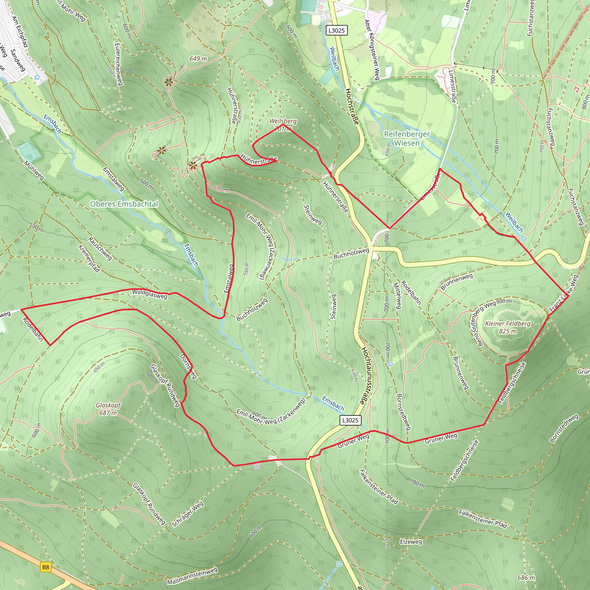 Kastell Kleiner Feldberg, Kleiner Feldberg and Weilsberg Loop mobile static map