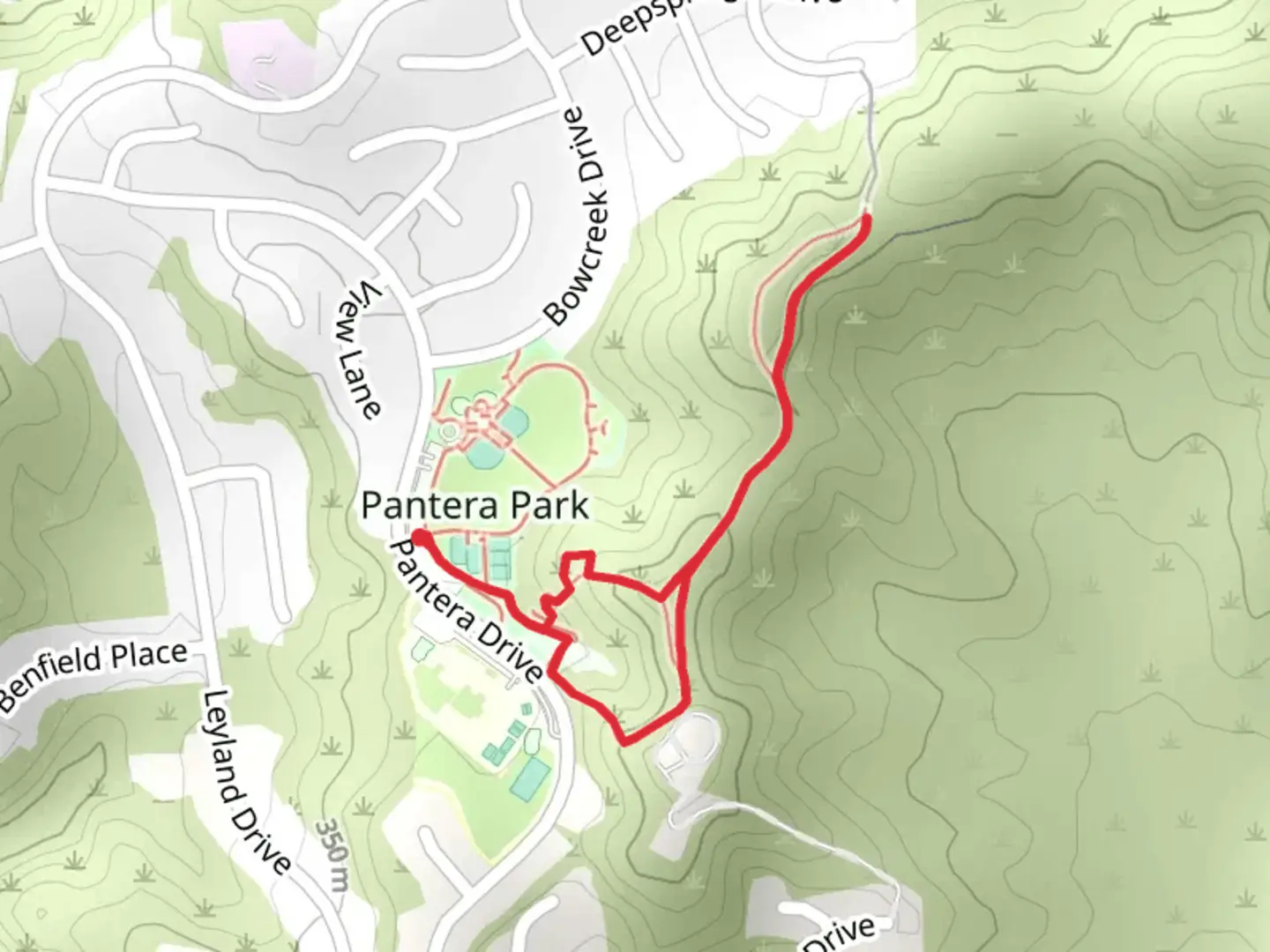 An image depicting the trail Pantera Park Loop Trail and its surrounding area.