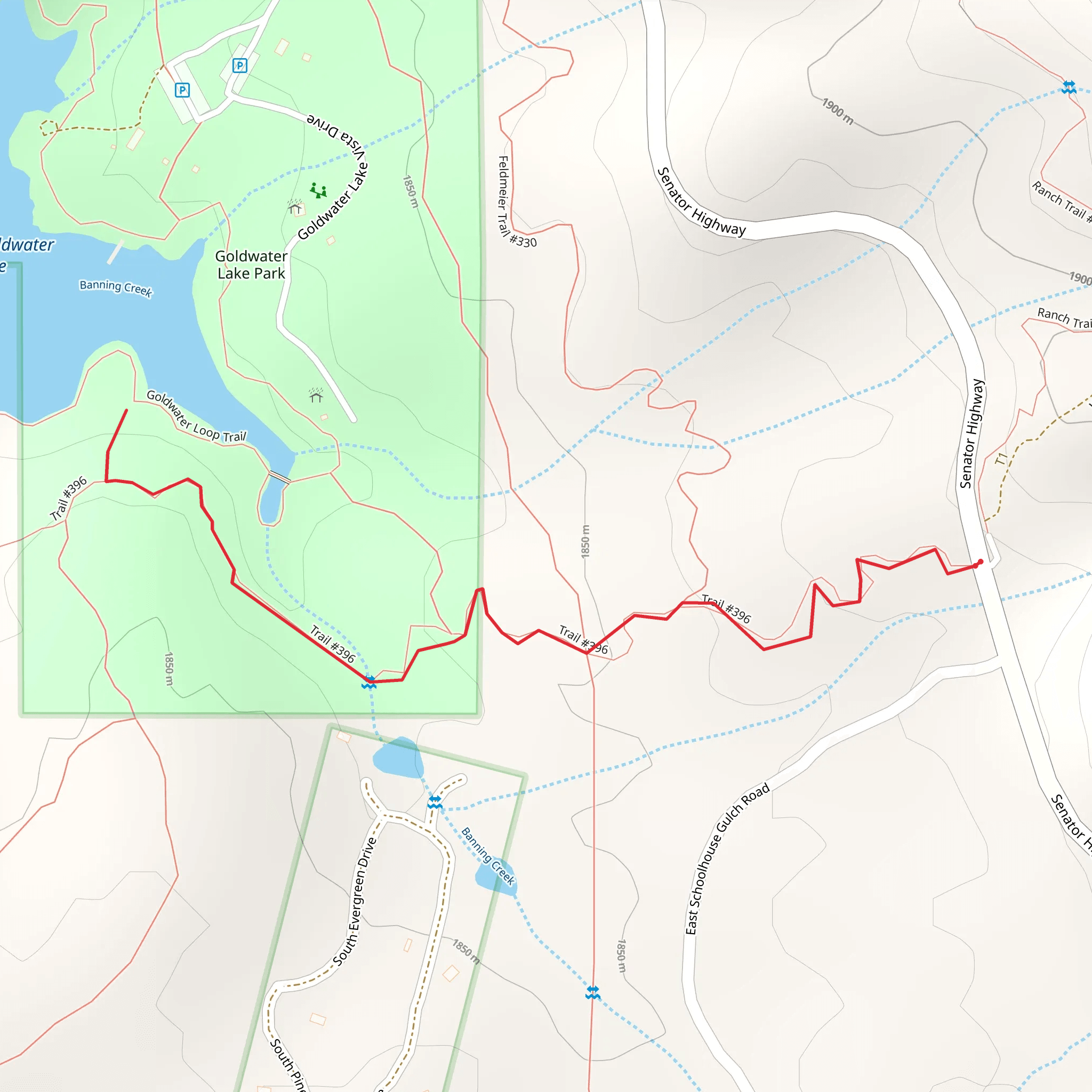 Upper Goldwater Lake via Prescott Circle Trail mobile static map