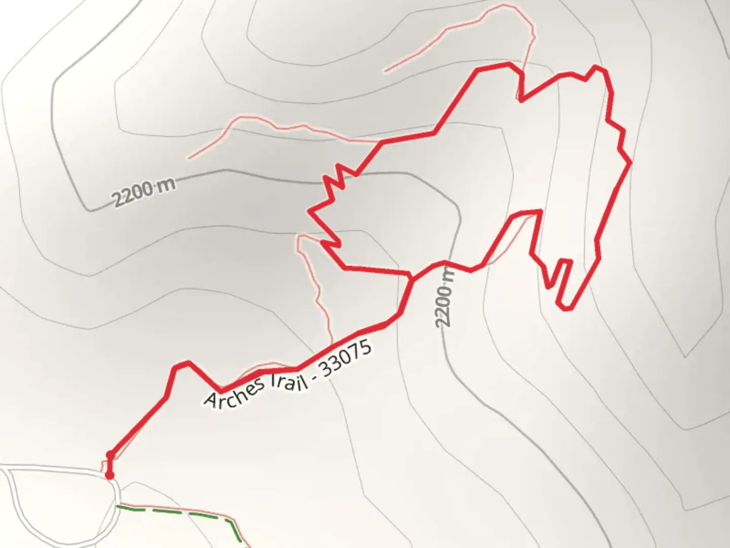 An image depicting the trail Losee Canyon Arches Loop Trail and its surrounding area.