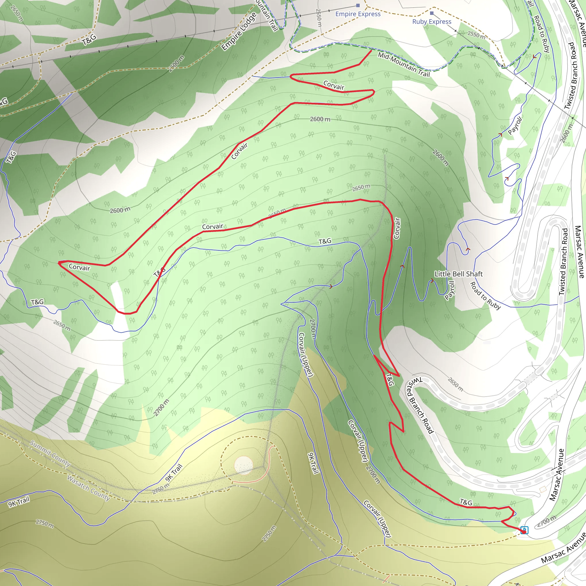 Corvair Trail mobile static map