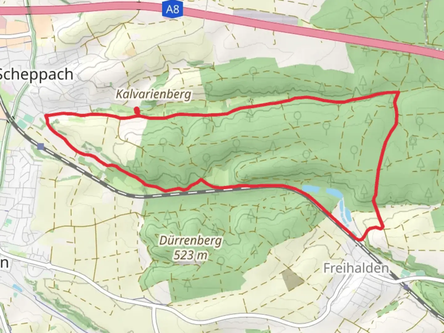 An image depicting the trail Allerheiligen, Hebsack and Ochsenweiher Loop and its surrounding area.
