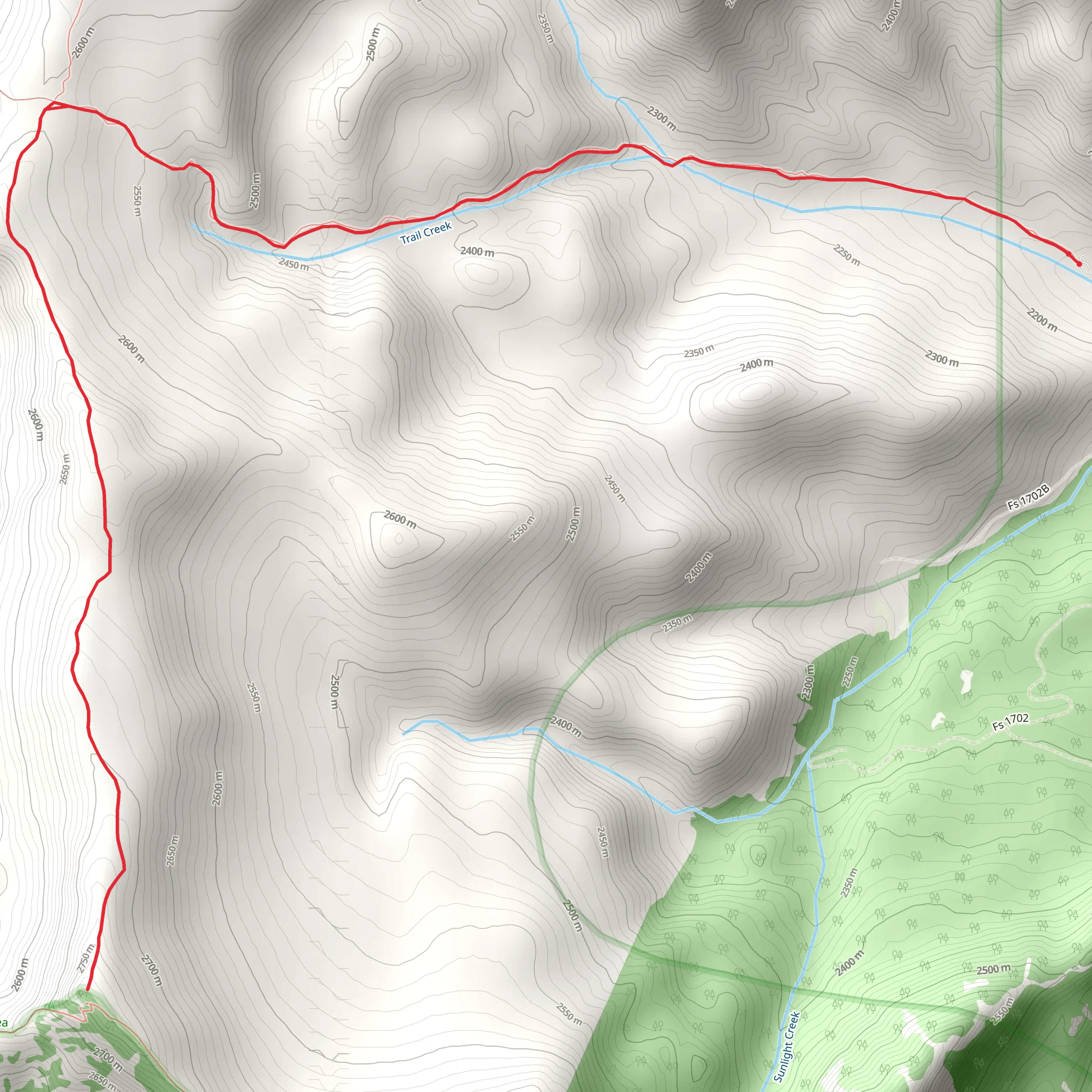 Tom Miner Divide South via Buffalo Horn Pass Trail mobile static map