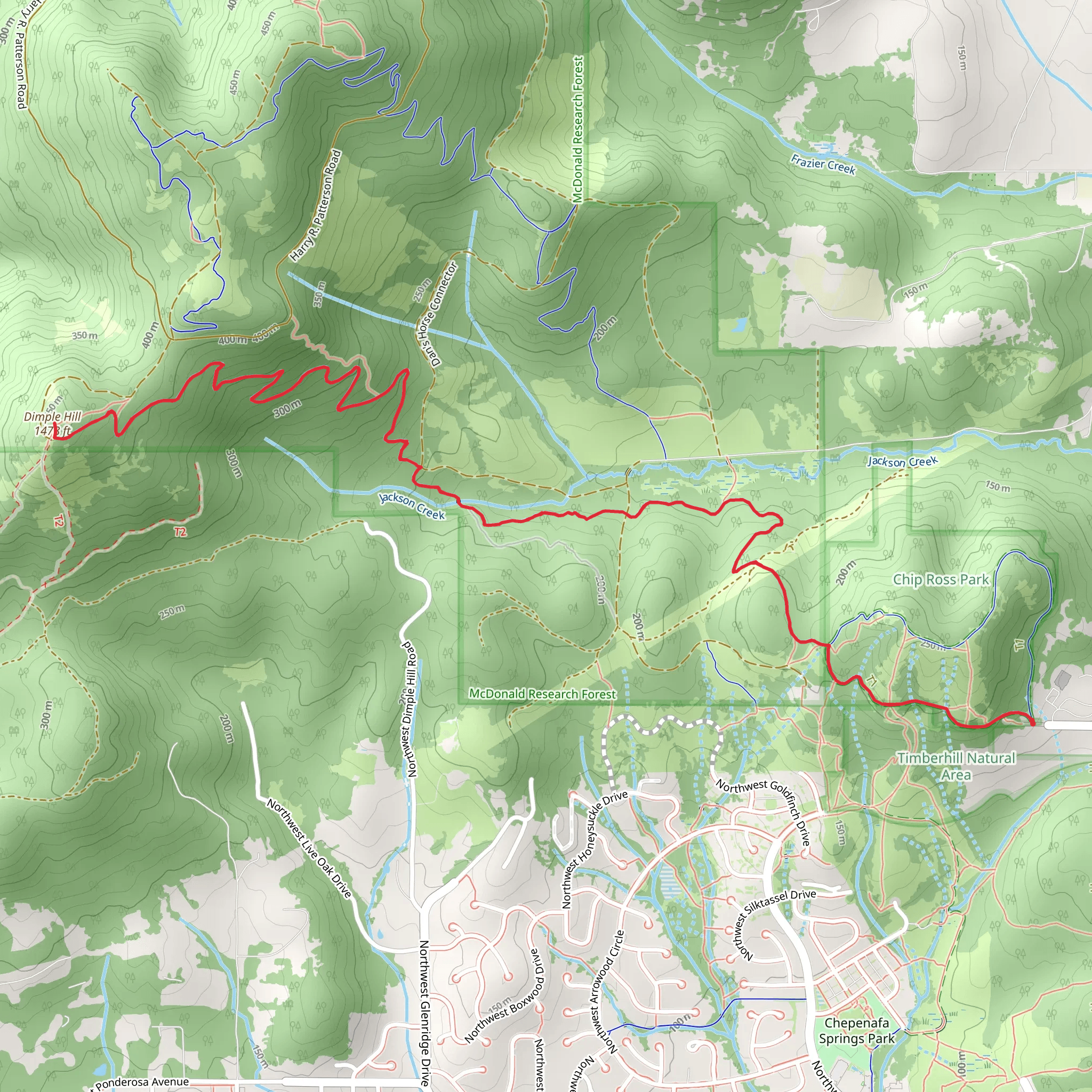 Dimple Hill via Upper Dan's Trail mobile static map