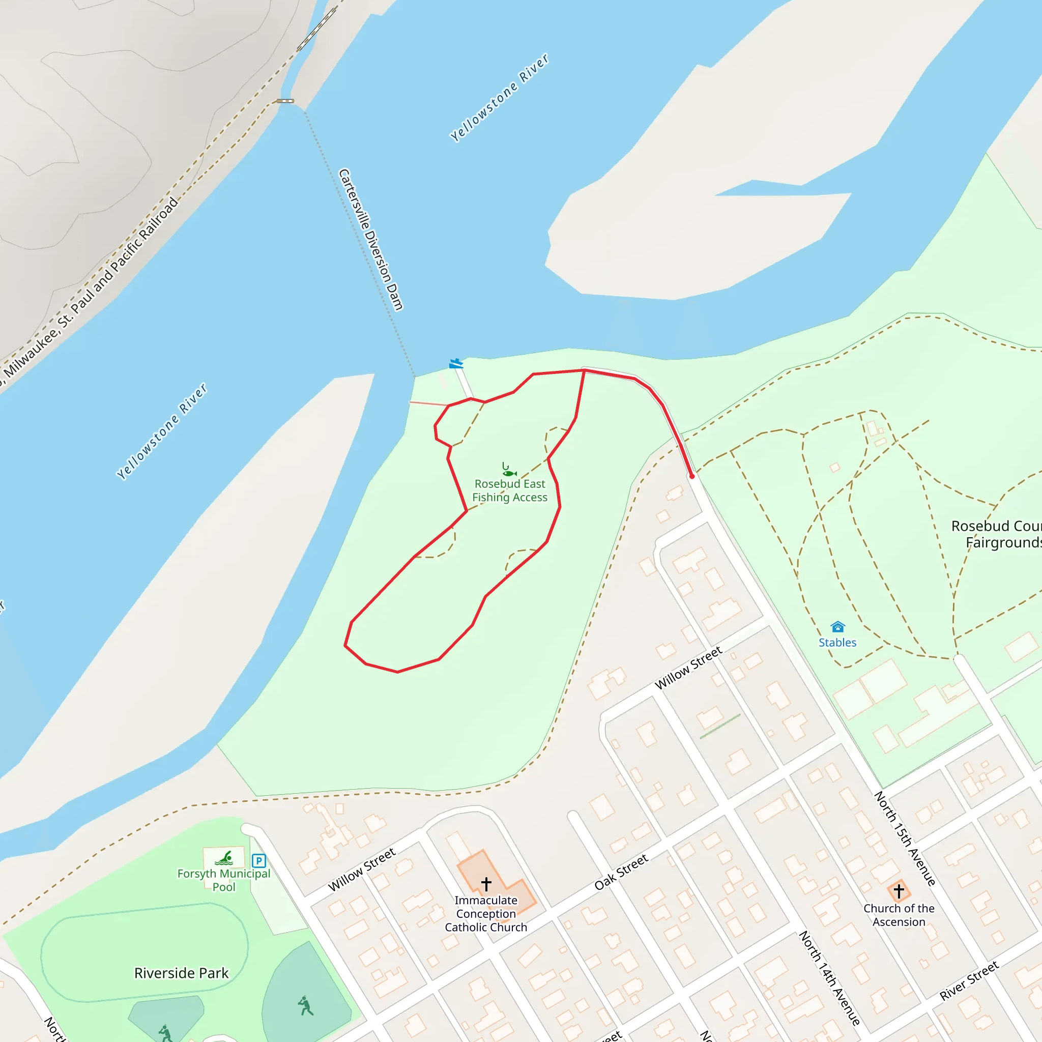East Rosebud State Park Loop mobile static map