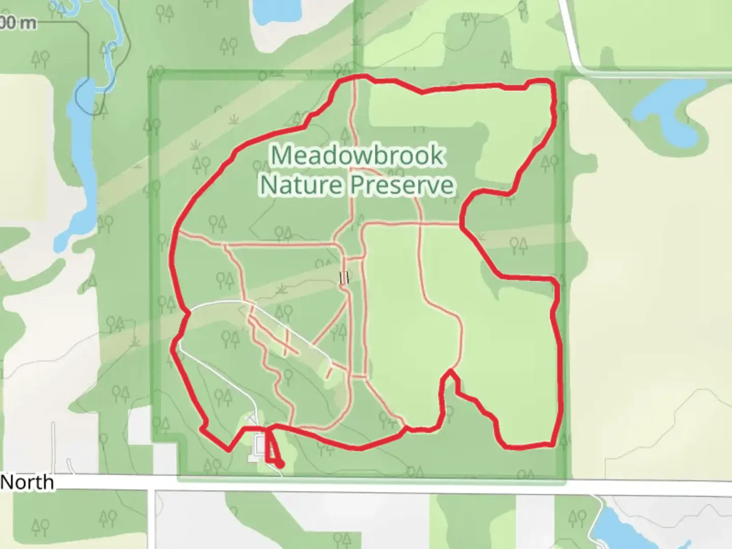 An image depicting the trail Trail 1 and Trail 2 Loop and its surrounding area.