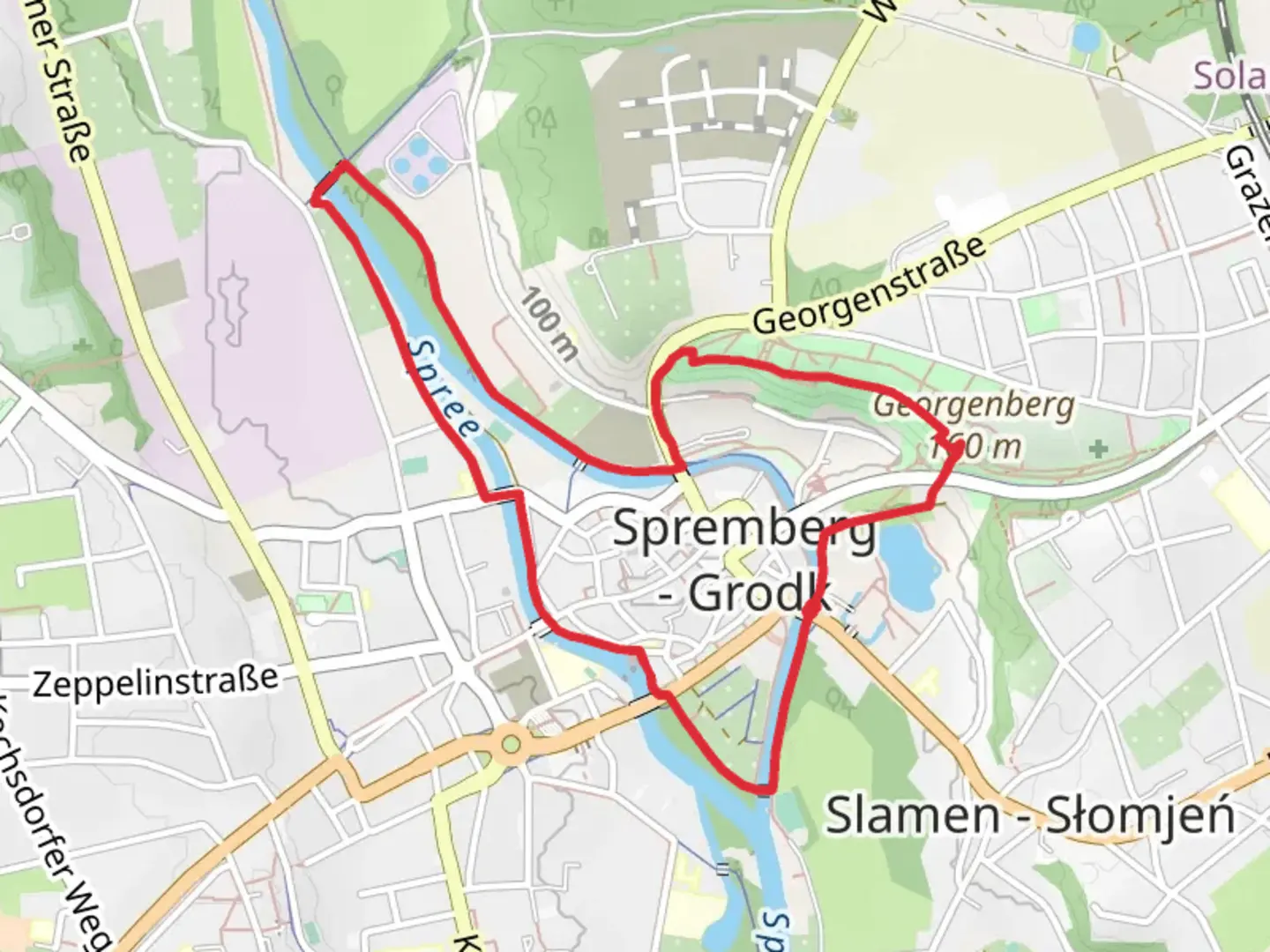 An image depicting the trail Spree via Staedtischer Wanderweg and its surrounding area.
