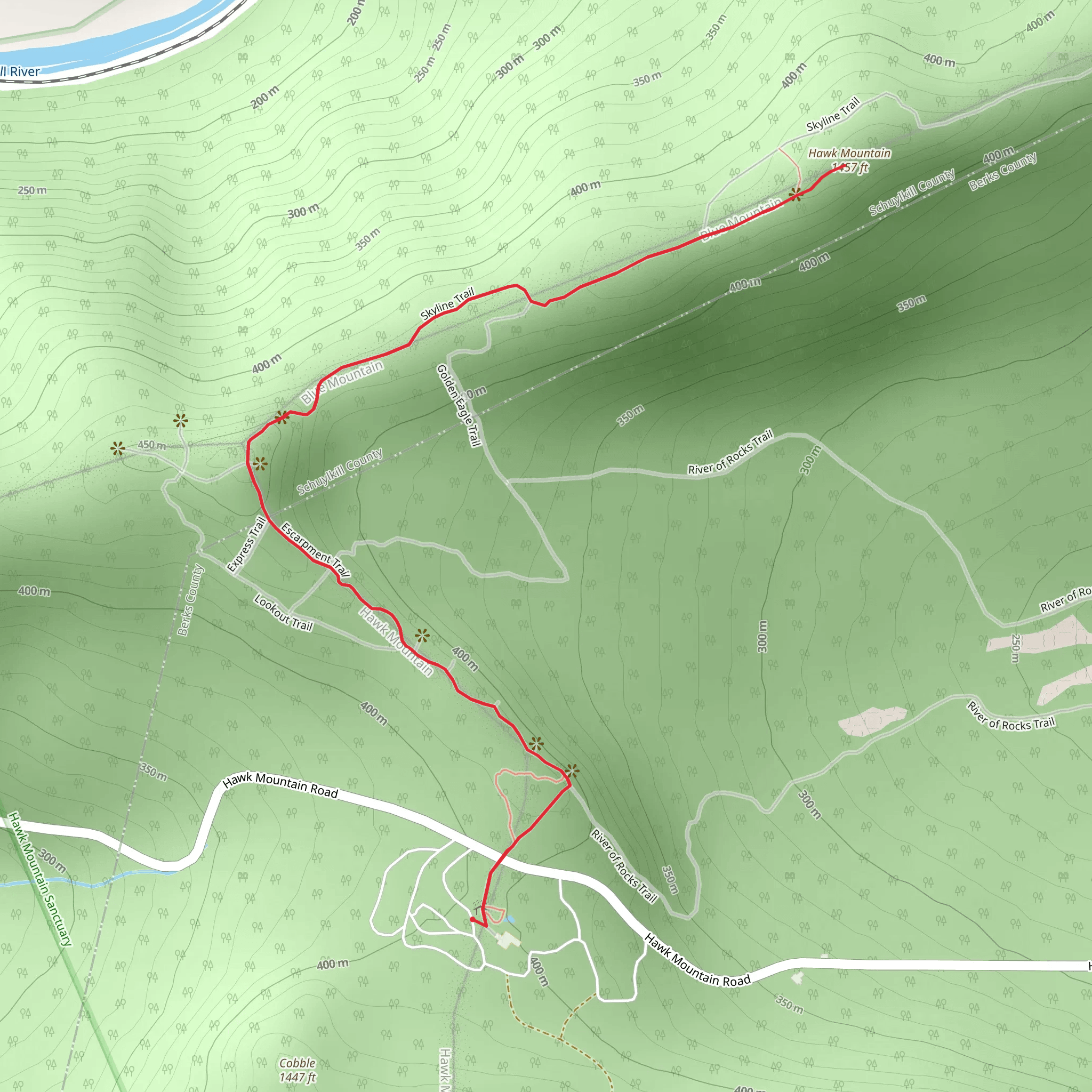 Hawk Mountain Out and Back mobile static map