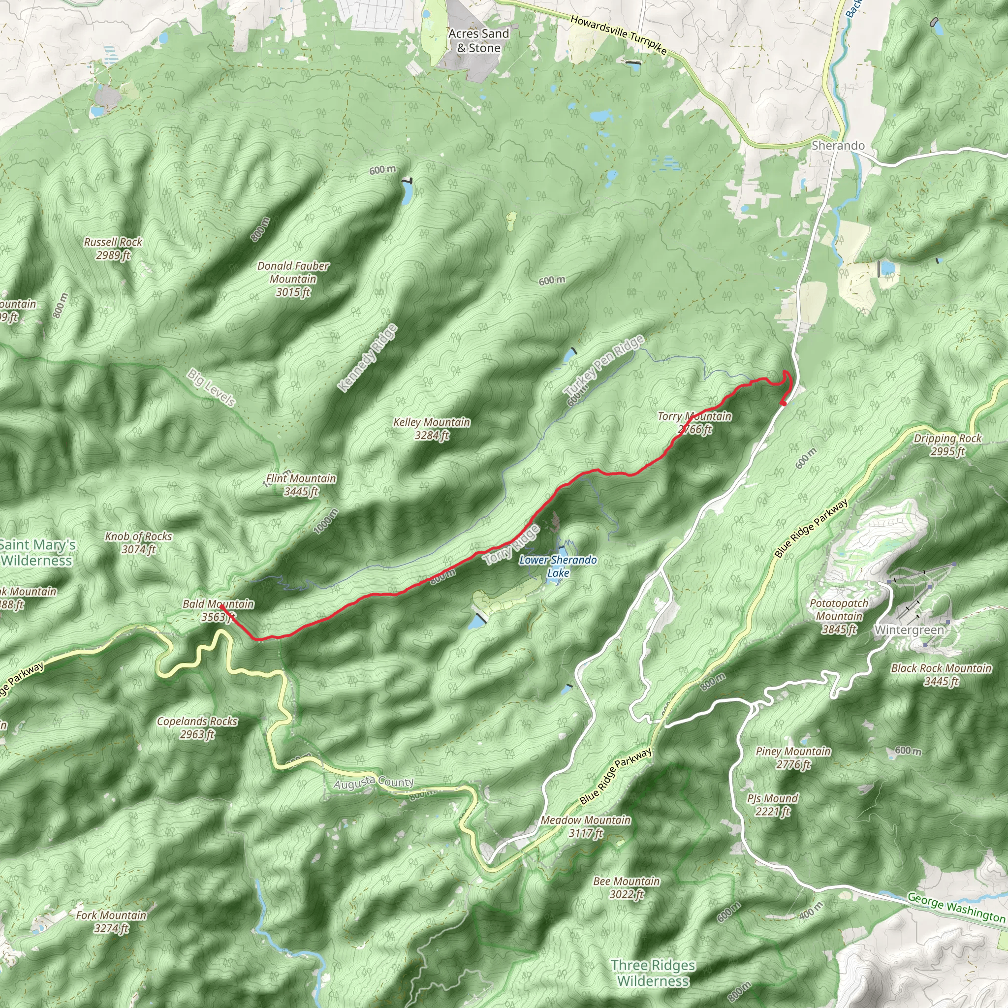 Torry Ridge Trail mobile static map