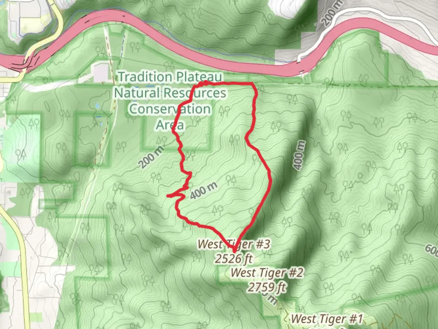 An image depicting the trail Cable Line Trail and Nook Trail and its surrounding area.