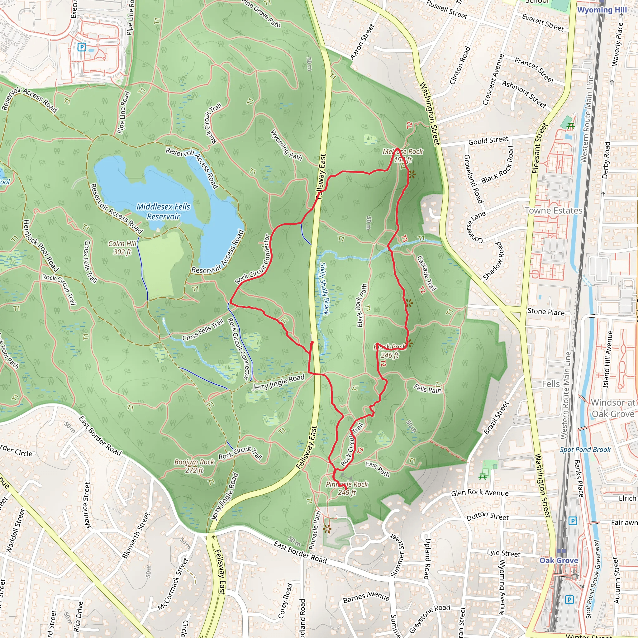 Pinnacle Rock, Black Rock and Melrose Rock Loop mobile static map