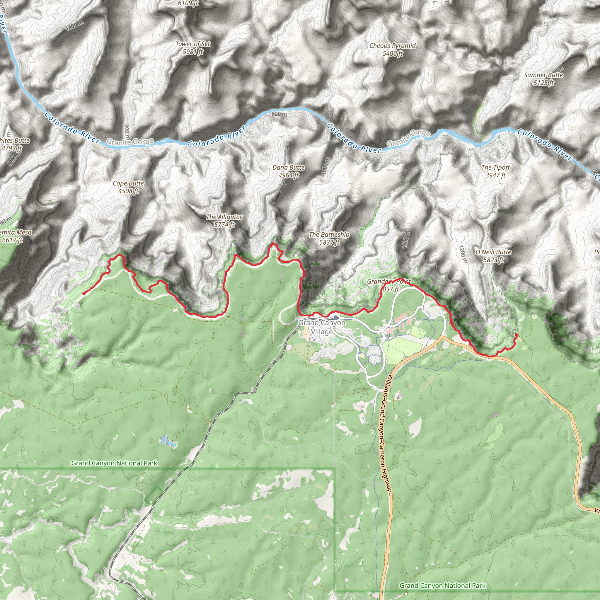 Rim Trail mobile static map