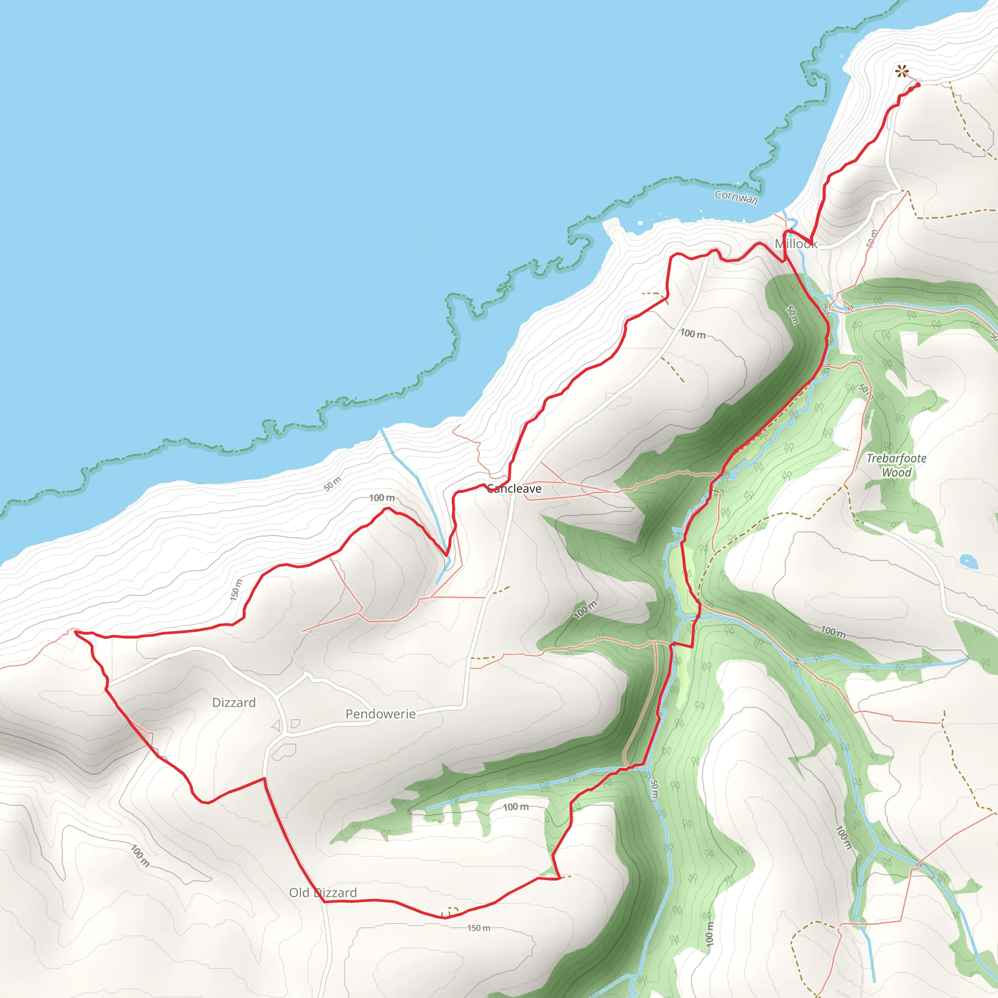 Dizzard Point - Millook from Penhalt Cliff mobile static map