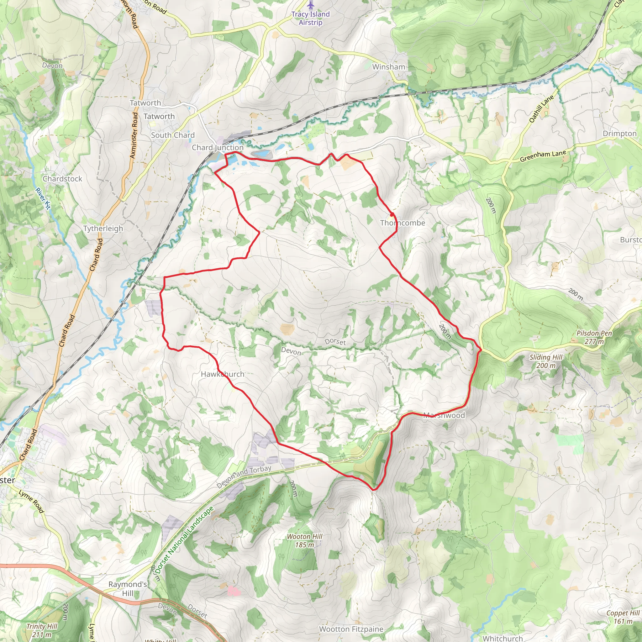 Thorncombe, Chard Junction and Fishpond Bottom Loop mobile static map