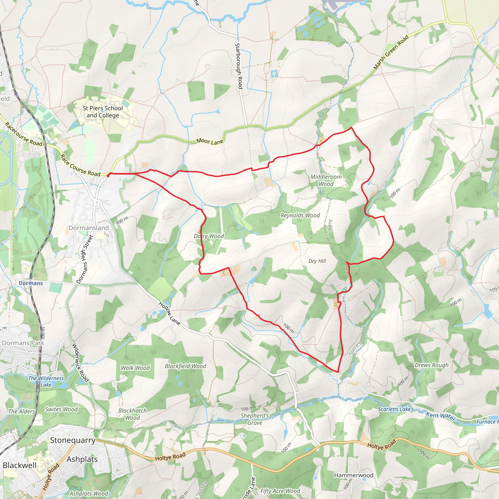 Dairy Wood, Birches Wood Loop - Dormansland mobile static map