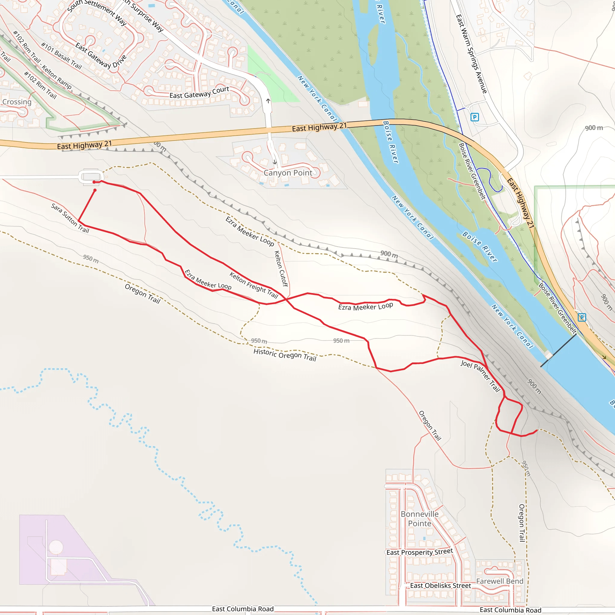 Kelton Freight and Joel Palmer Loop Trail mobile static map