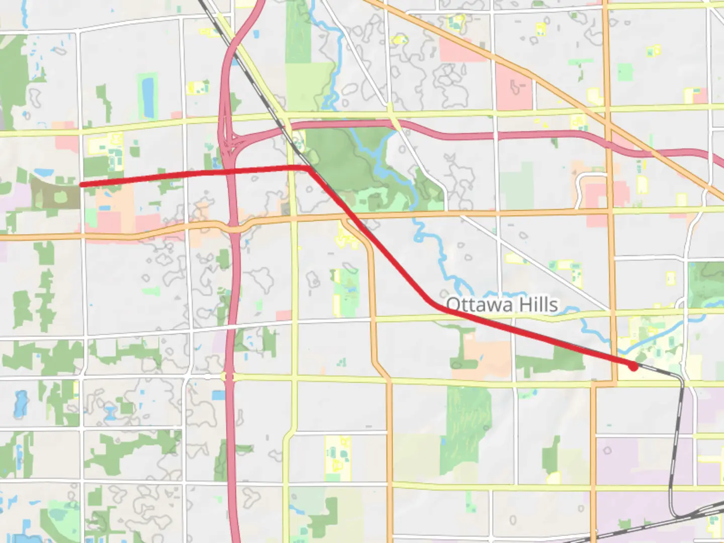An image depicting the trail The University Parks Trail - Ottawa Hills and its surrounding area.