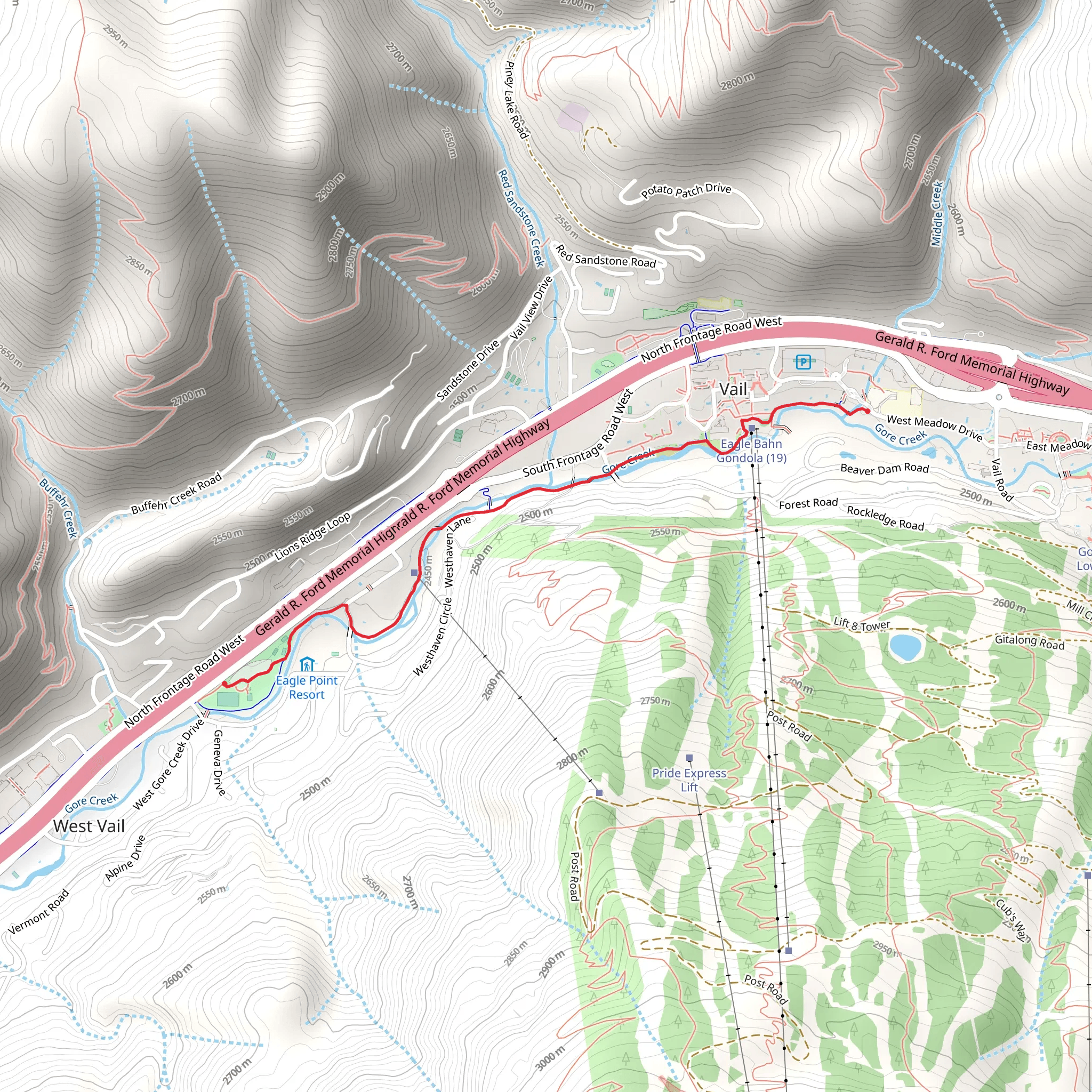 Gore Valley Trail mobile static map