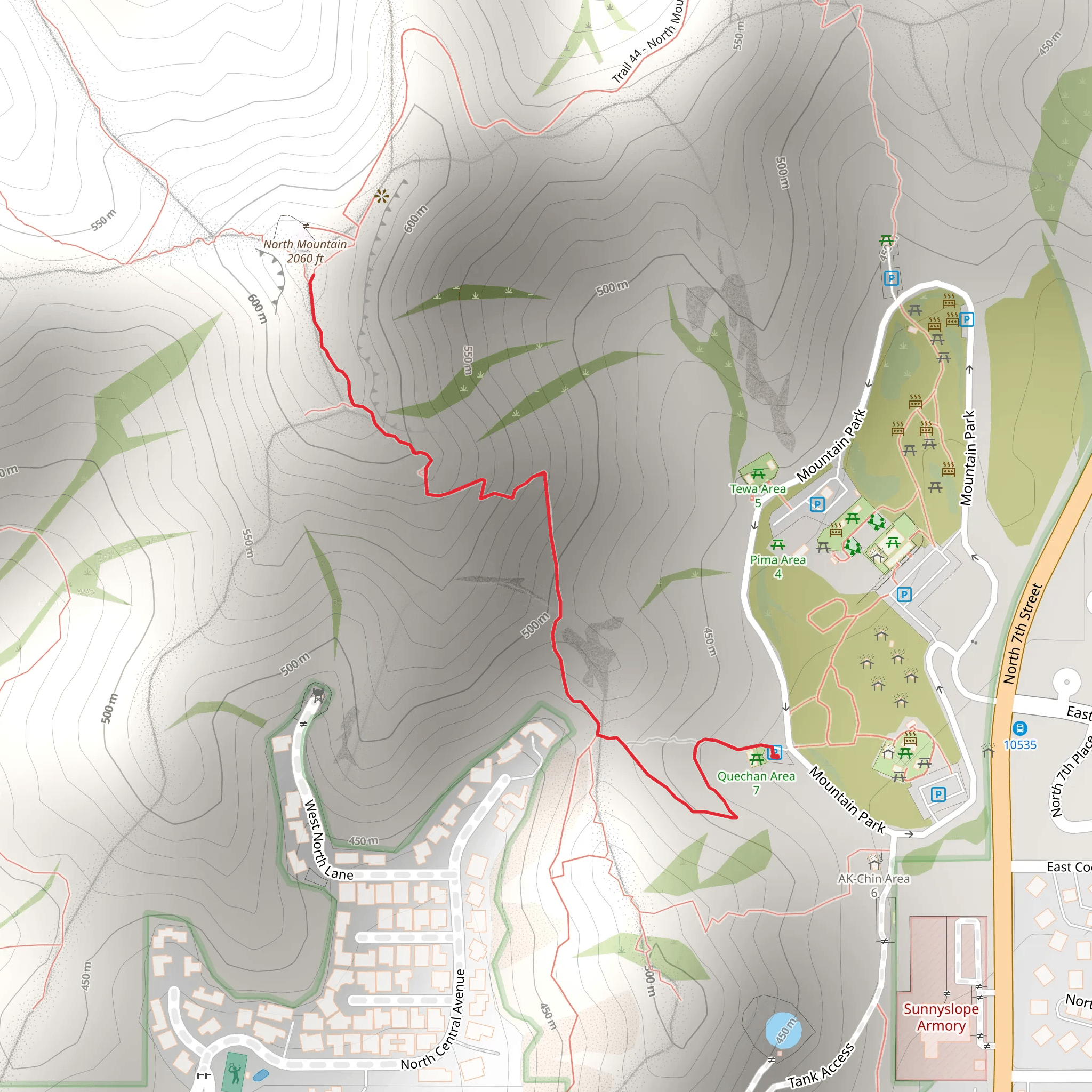 North Mountain via North Mountain Park mobile static map