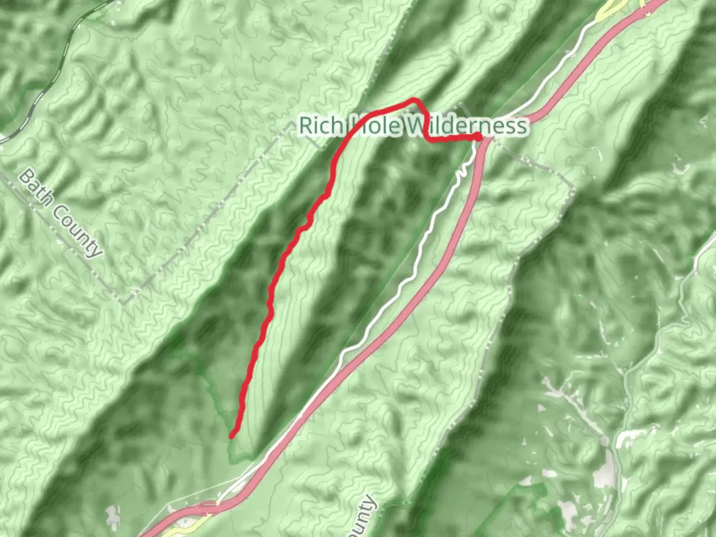 An image depicting the trail Rich Hole Trail and its surrounding area.