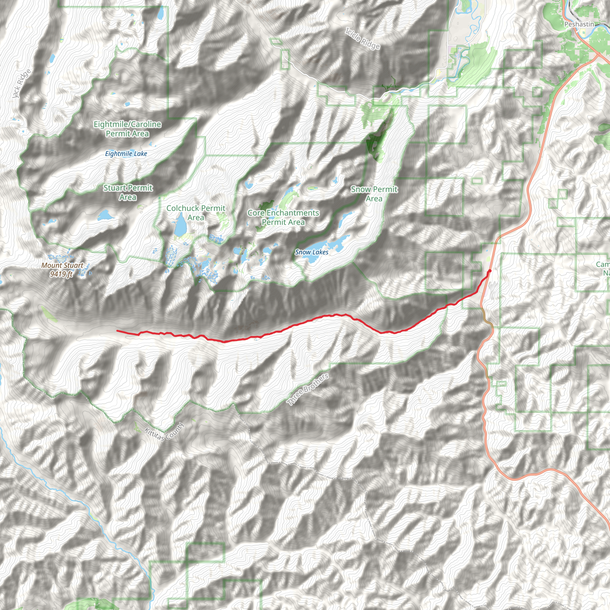 Ingalls Creek Trail from Ingalls Creek Road mobile static map