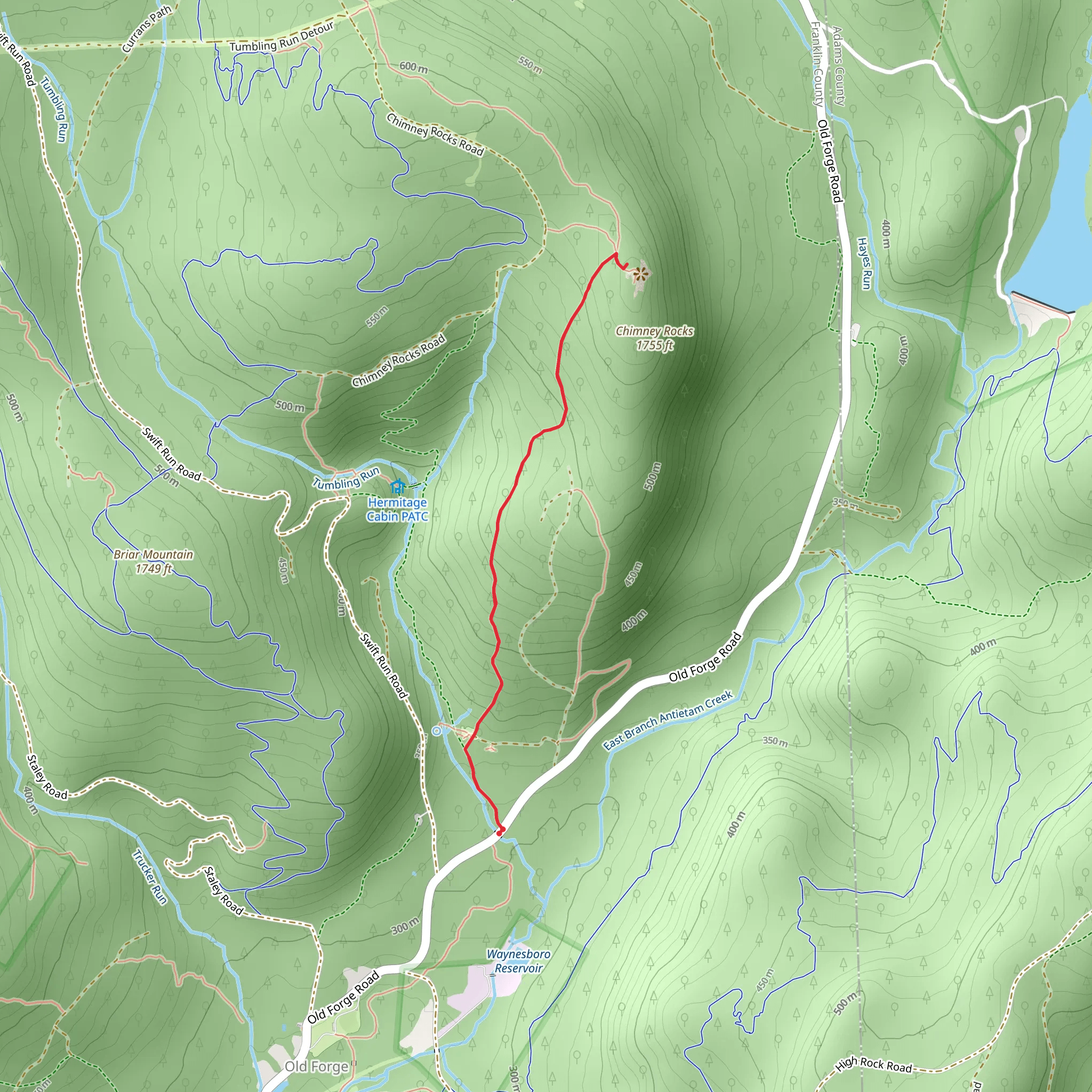 Buzzard Peak from Old Forge Road mobile static map