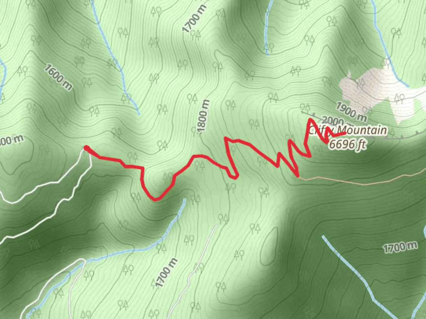 An image depicting the trail Clifty Mountain via Katka Peak Trail and its surrounding area.