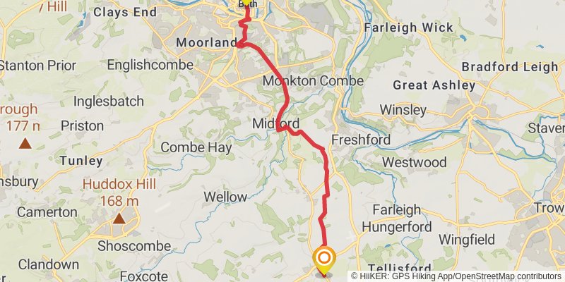 Frome to Bath Abbey Walk stage 2 Map