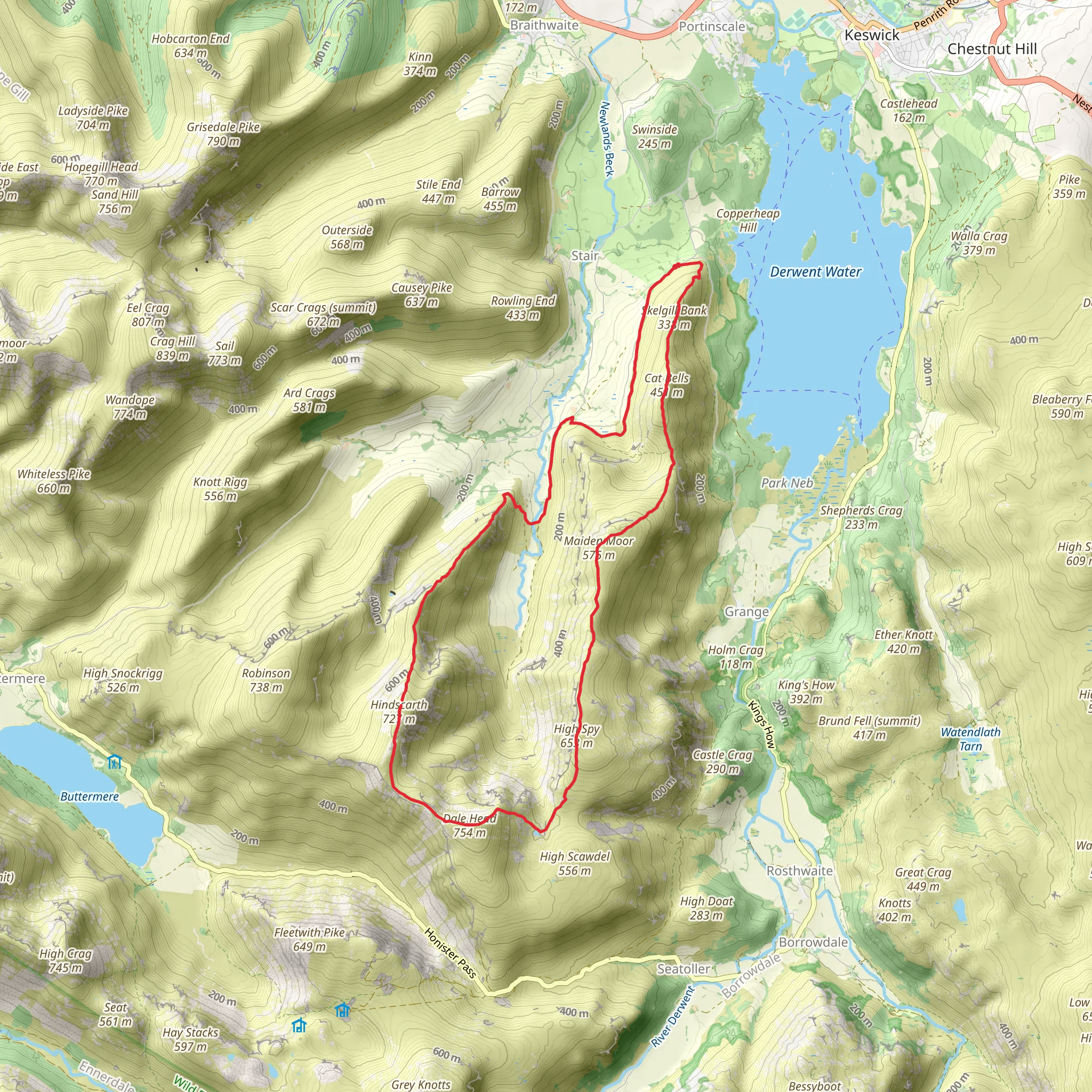 Catbells - Hindscarth Loop mobile static map