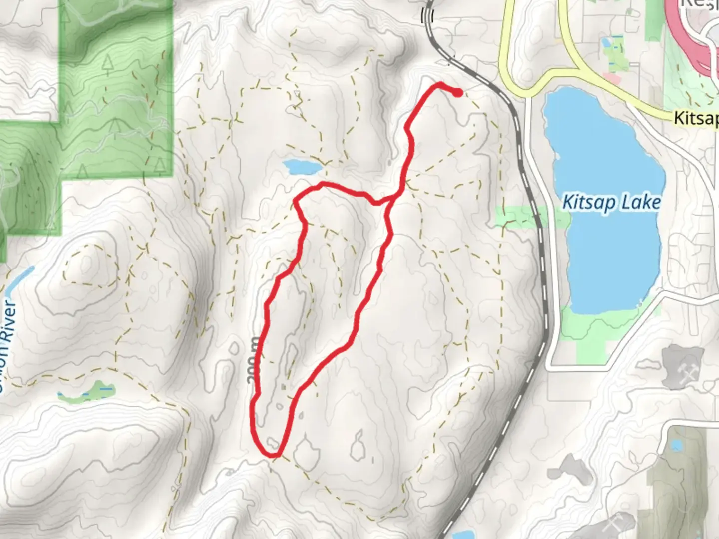 An image depicting the trail Loop beside Dickerson Creek and its surrounding area.