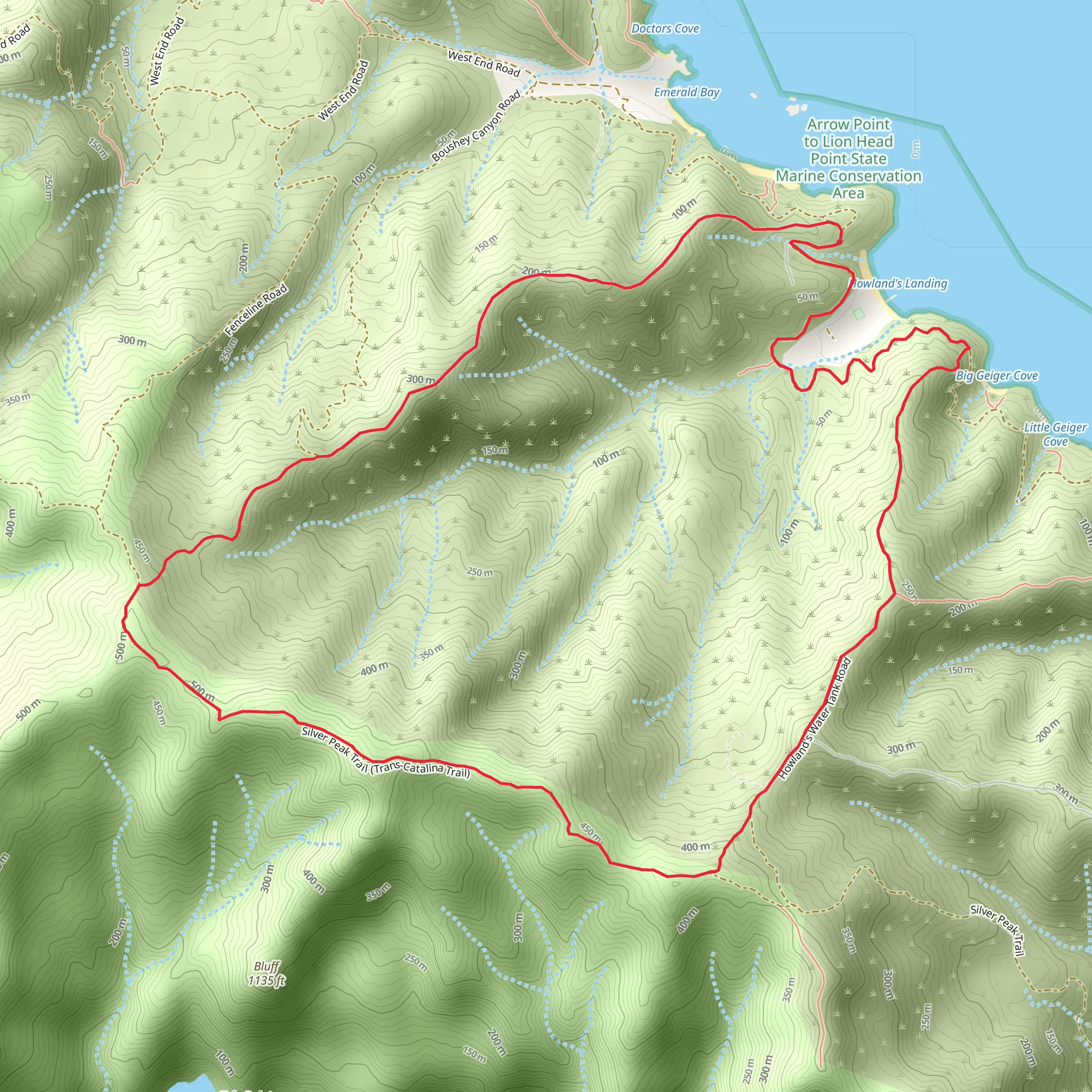 Howland's Landing, Trans Catalina Trail and Sullivans Beach Loop mobile static map