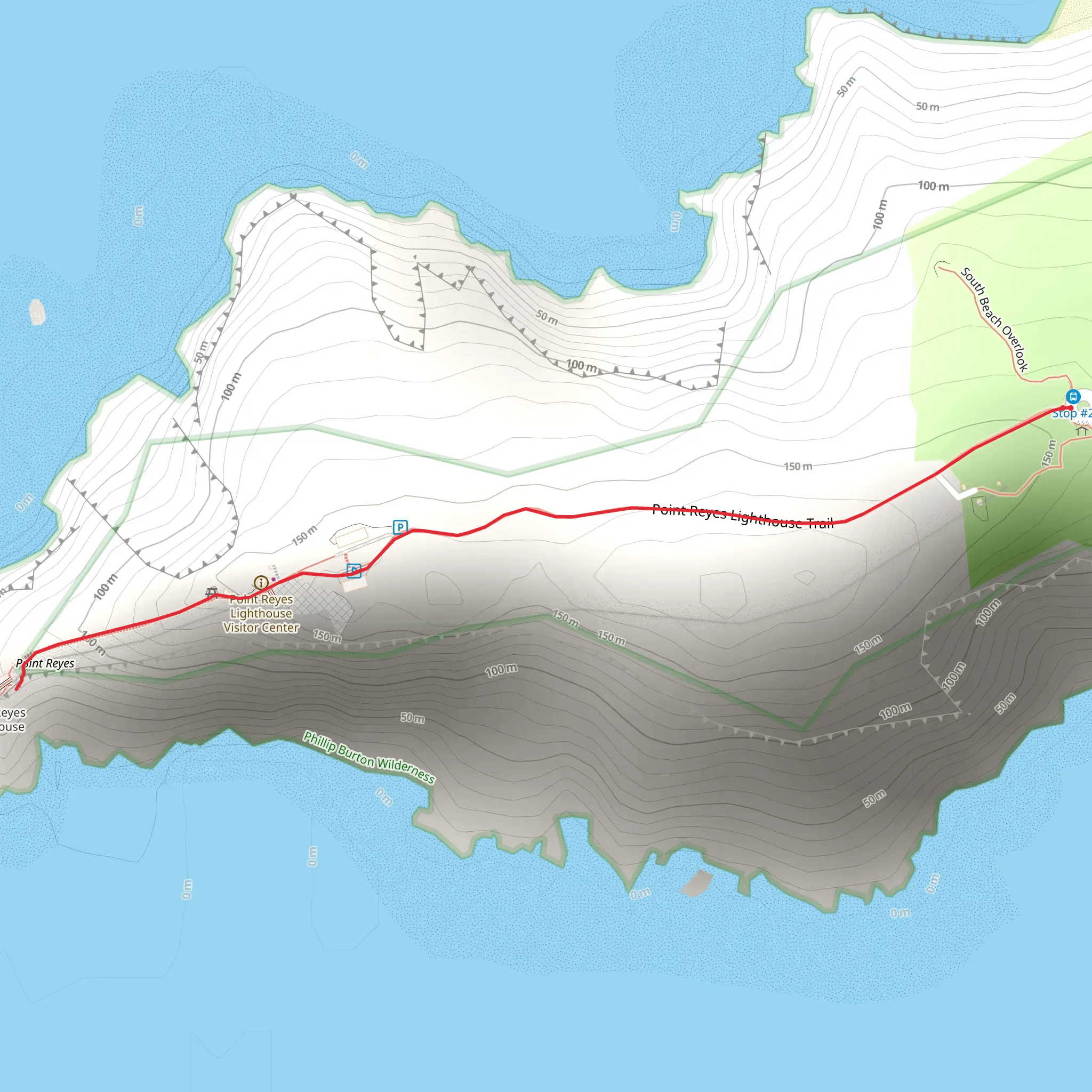 Point Reyes Lighthouse Visitor Center Trail mobile static map