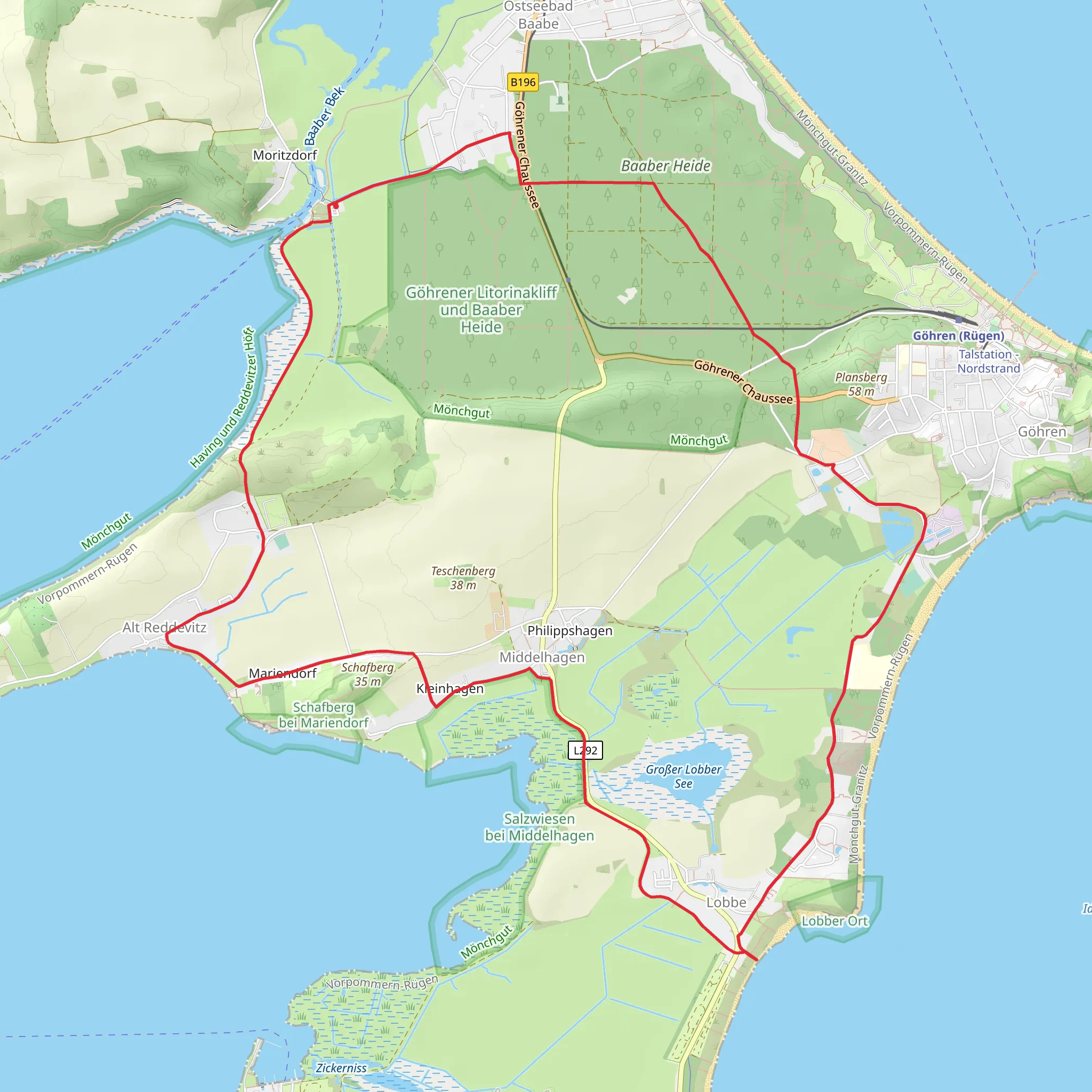 Alt Reddevitz and Lobbe Loop mobile static map