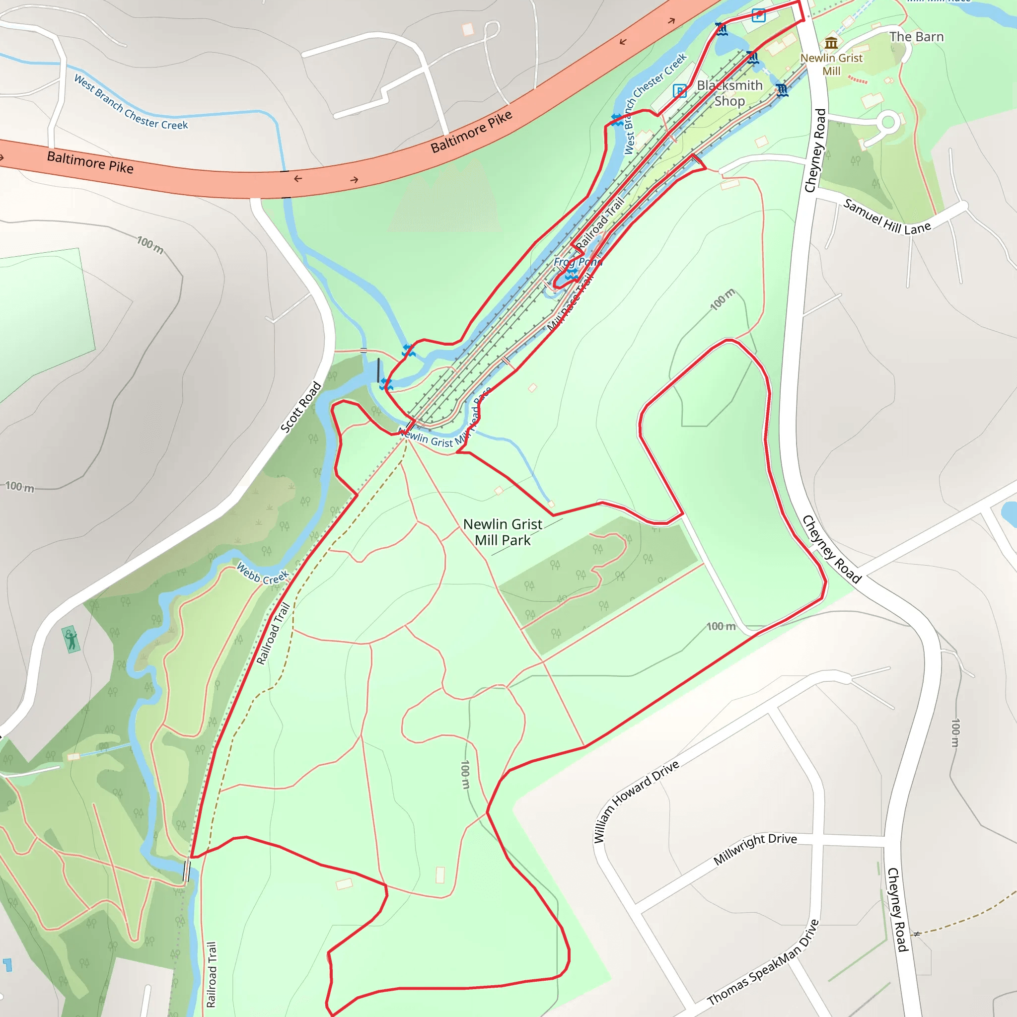 Newlin Grist Mill Park Loop mobile static map