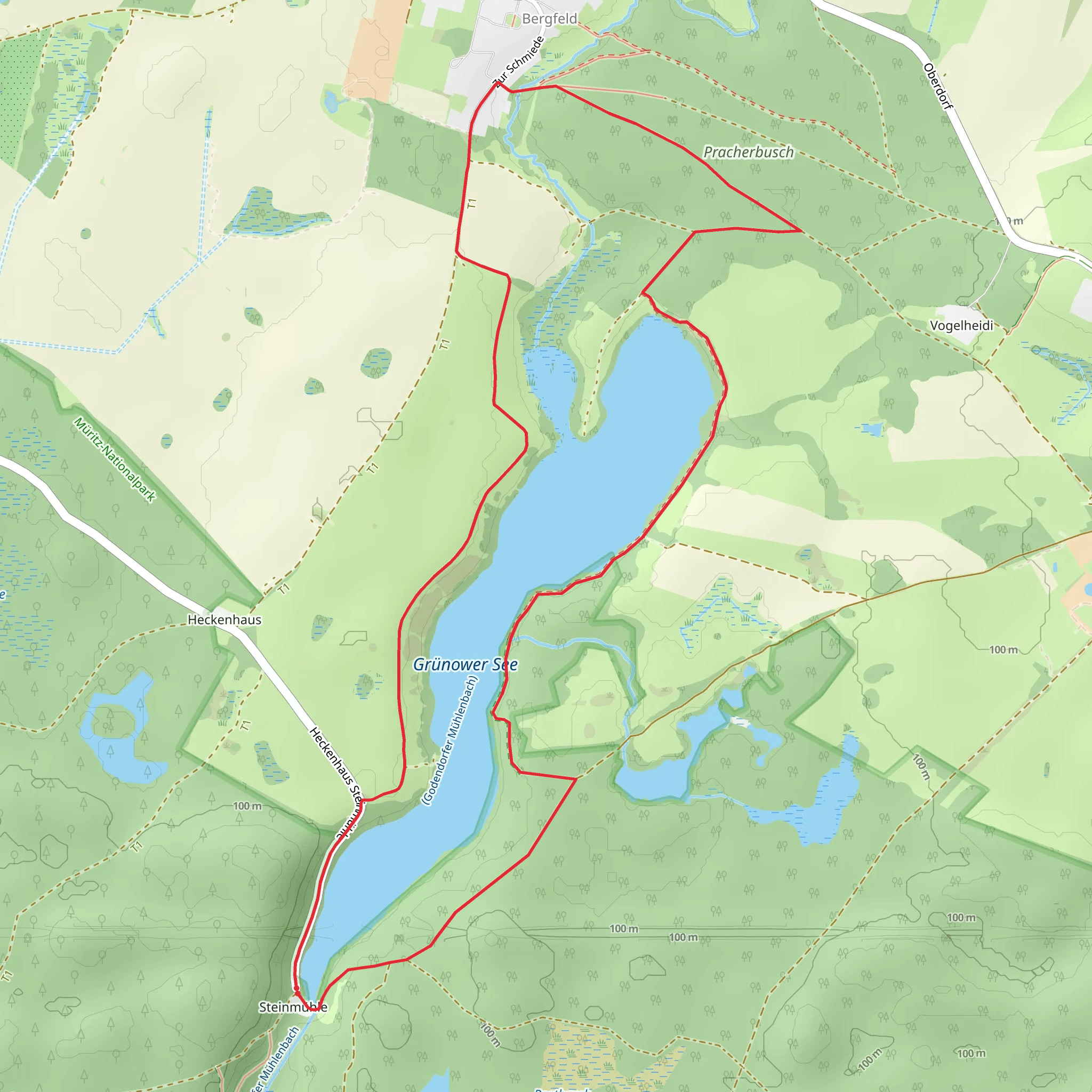 Grünower See Loop via Gruenes Eichenblatt Gruenow mobile static map
