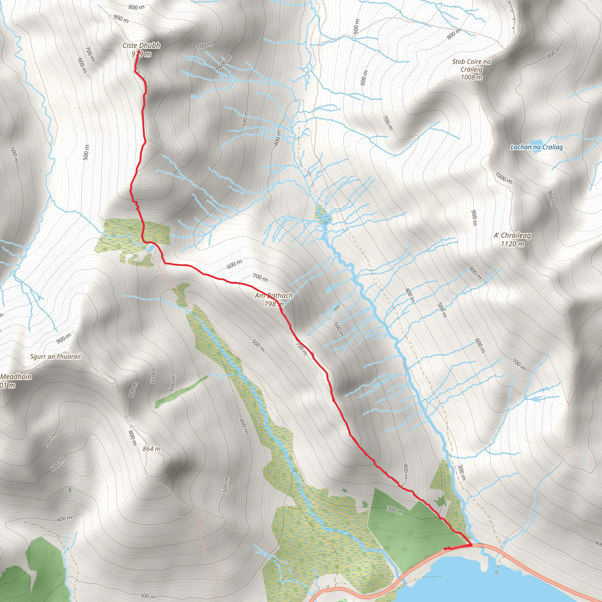 Ciste Dhubh via Am Bathach mobile static map