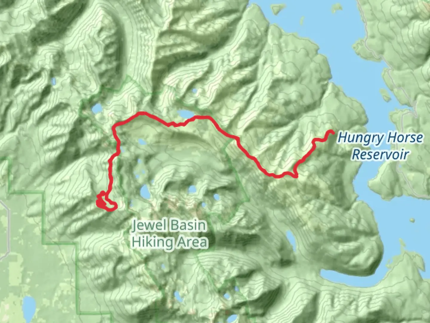 An image depicting the trail Tongue Mountain and Clayton Lake and its surrounding area.