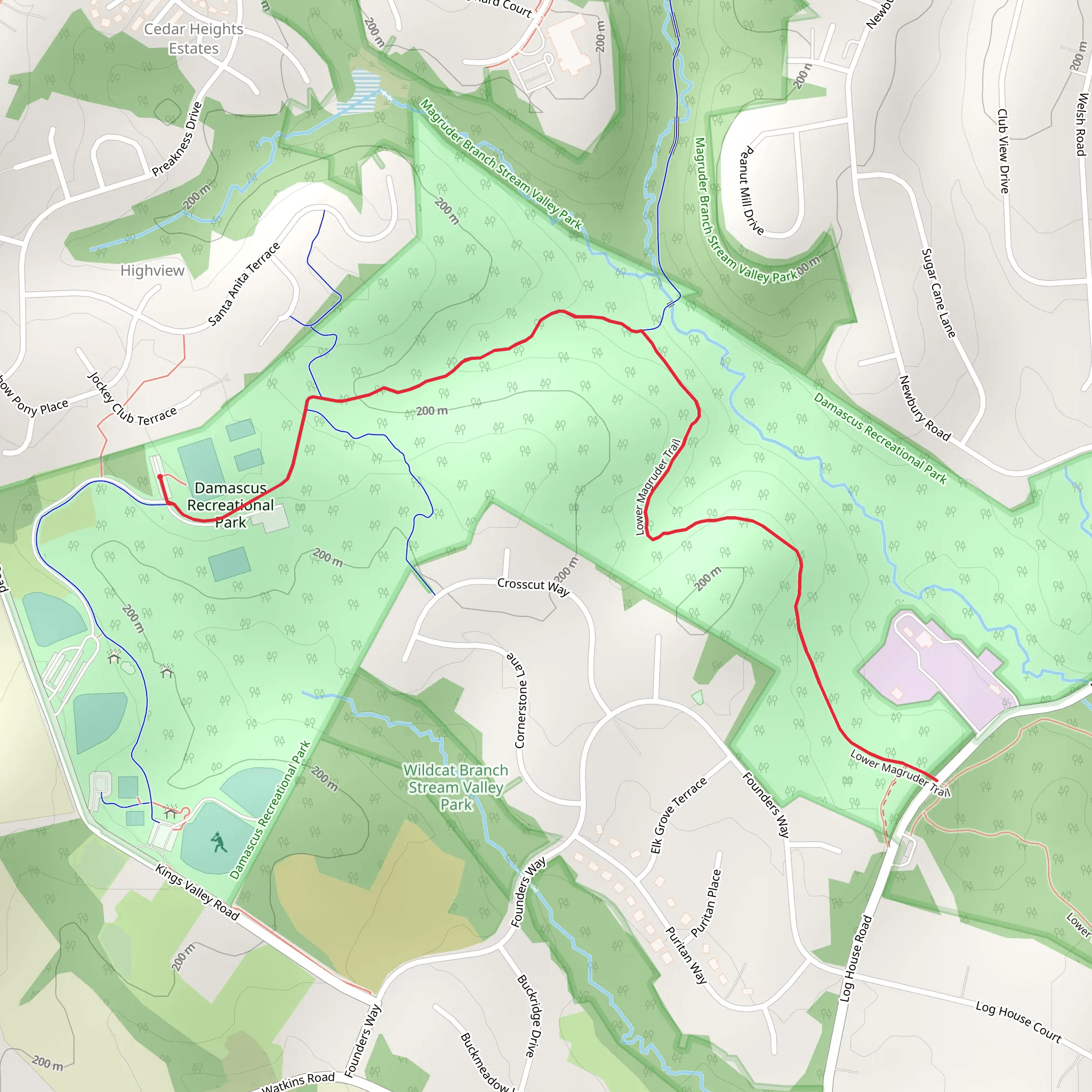 Damascus Recreationa Park - Seneca Creek Greenway Trail mobile static map