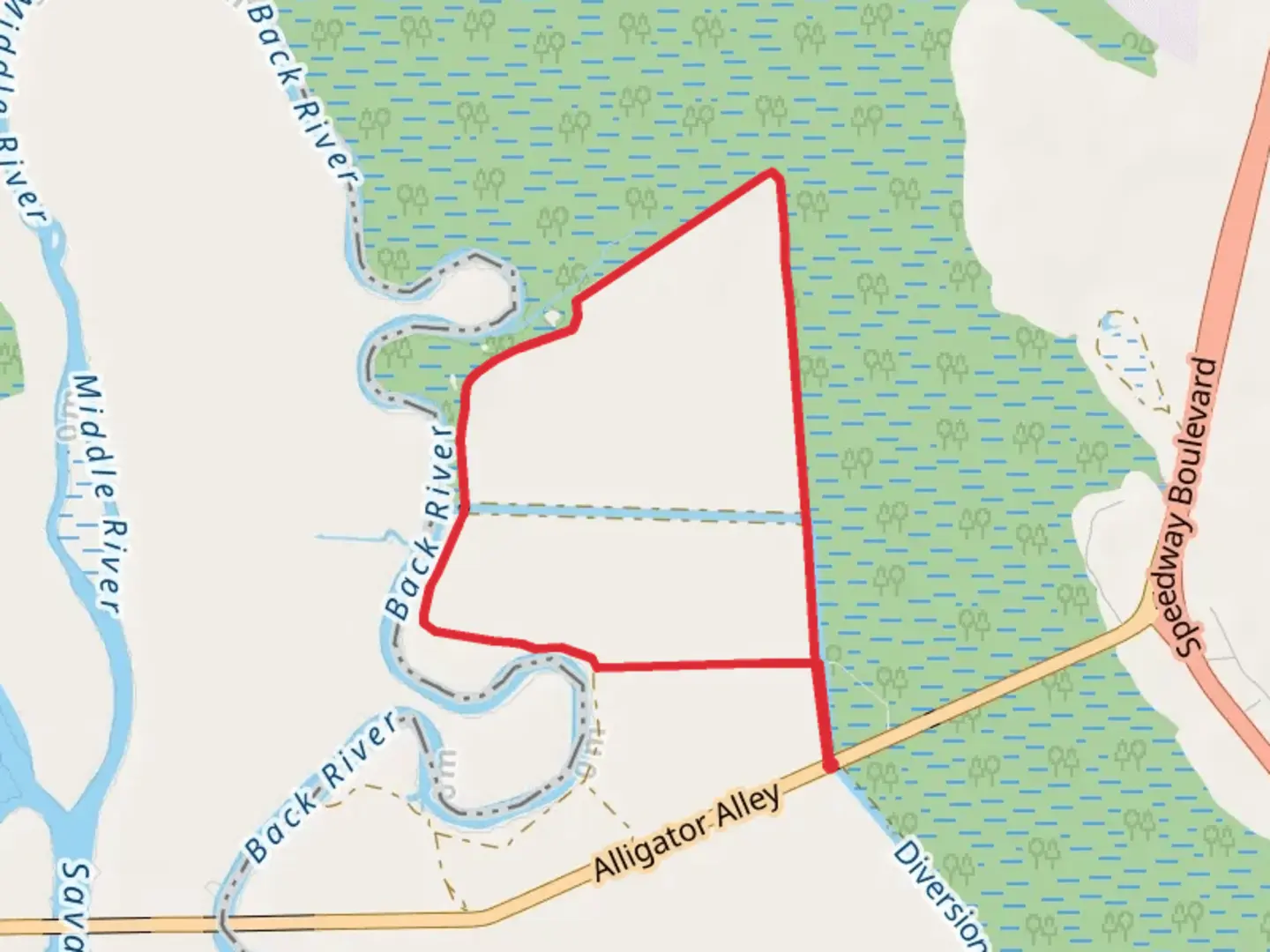An image depicting the trail Little Back River Loop and its surrounding area.