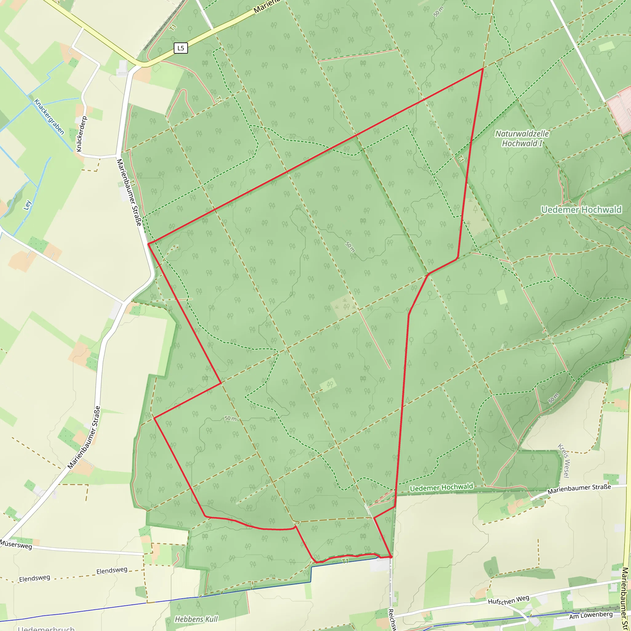 Uedemer Hochwald Loop mobile static map