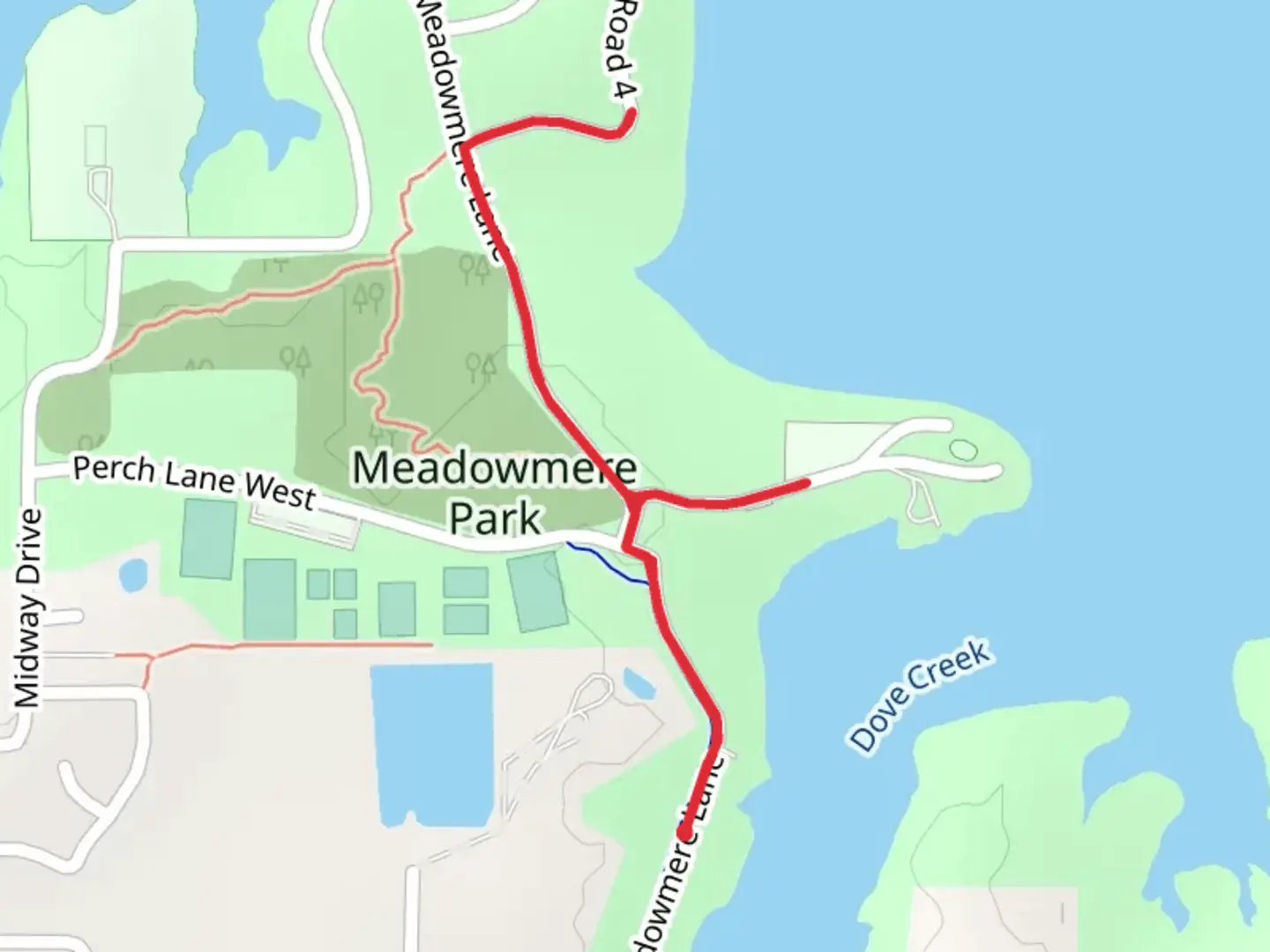 An image depicting the trail Walk along Meadowmere Park and its surrounding area.
