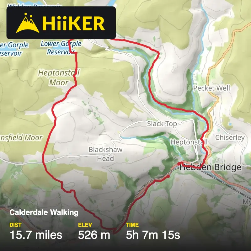 A map preview of the recording Calderdale Walking.