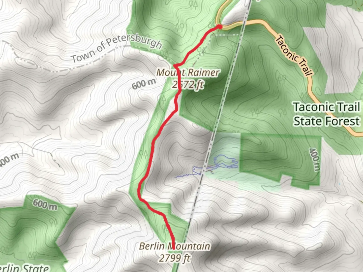 An image depicting the trail Mount Raimer via Taconic Crest Trail and its surrounding area.