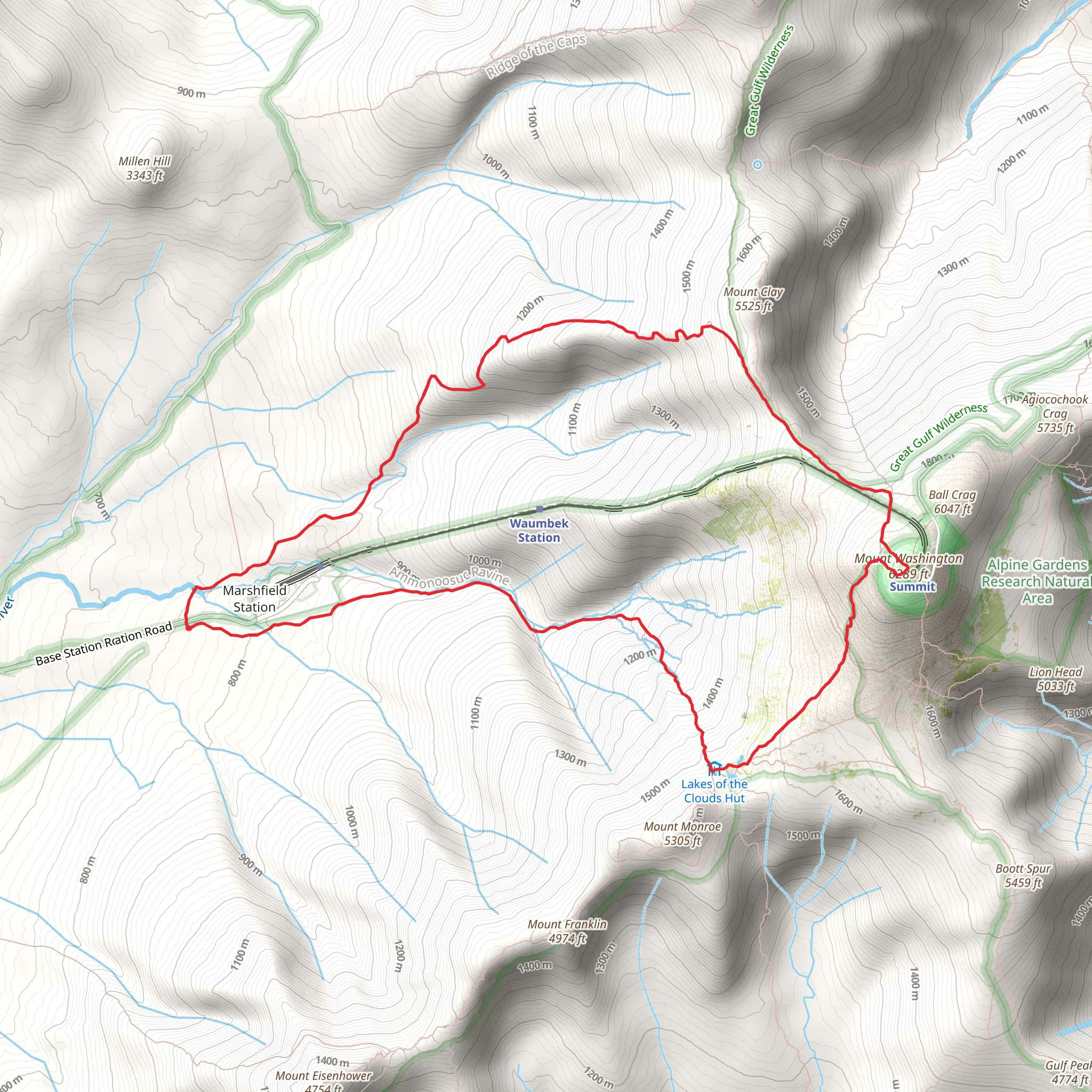 Mount Washington Loop via Jewell Trail mobile static map
